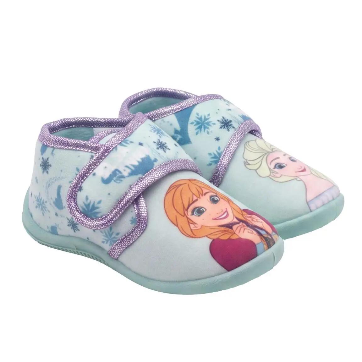 Kinderpantoffellaarsjes antislip lichtblauw Frozen 1/7