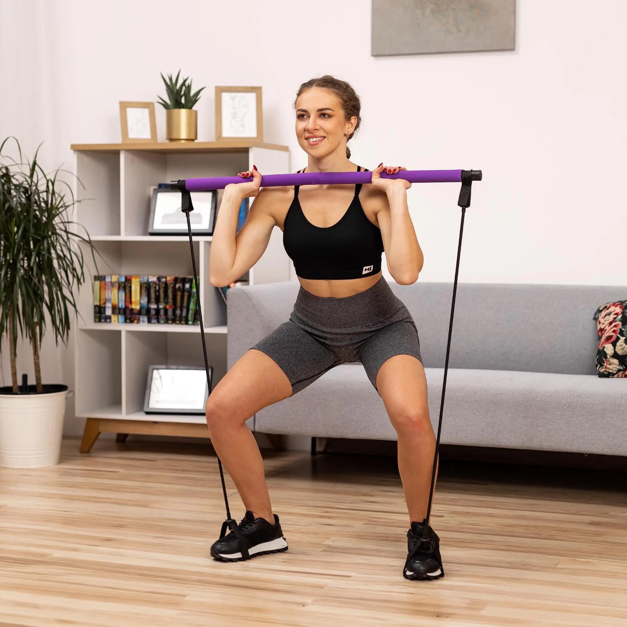 Bastón de entrenamiento plegable con expansores morado 4/7