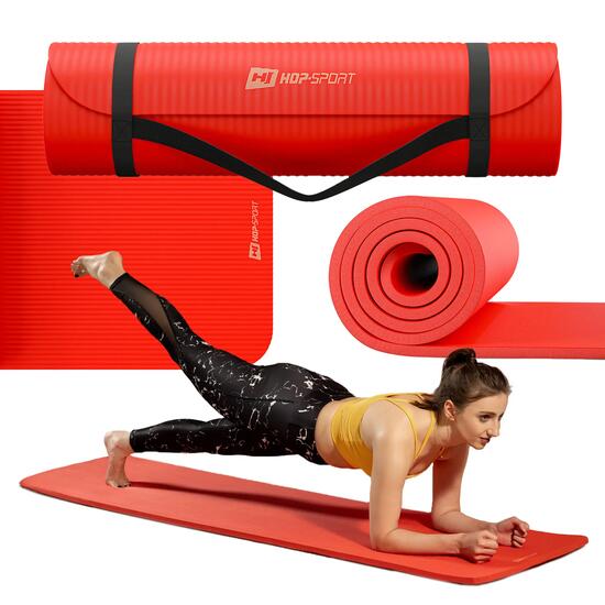 Tapis de fitness 1,5 cm Pilates, Yoga et Gymnastique 190x80cm Hop-Sport Rouge