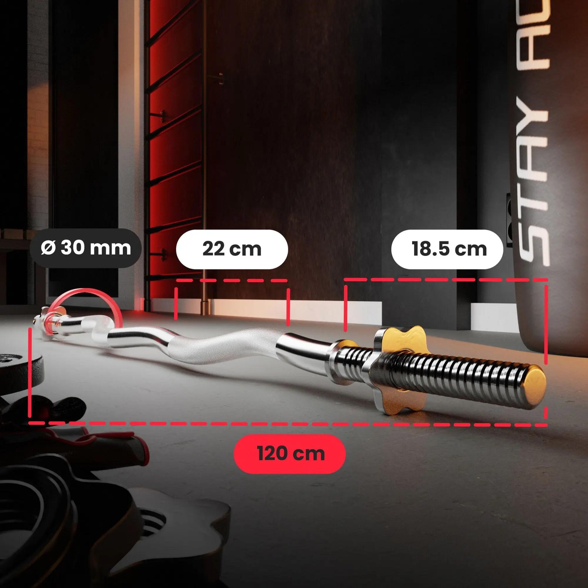 Bară antrenament Hop-Sport 120 cm (30 mm) ușor curbată 4/7