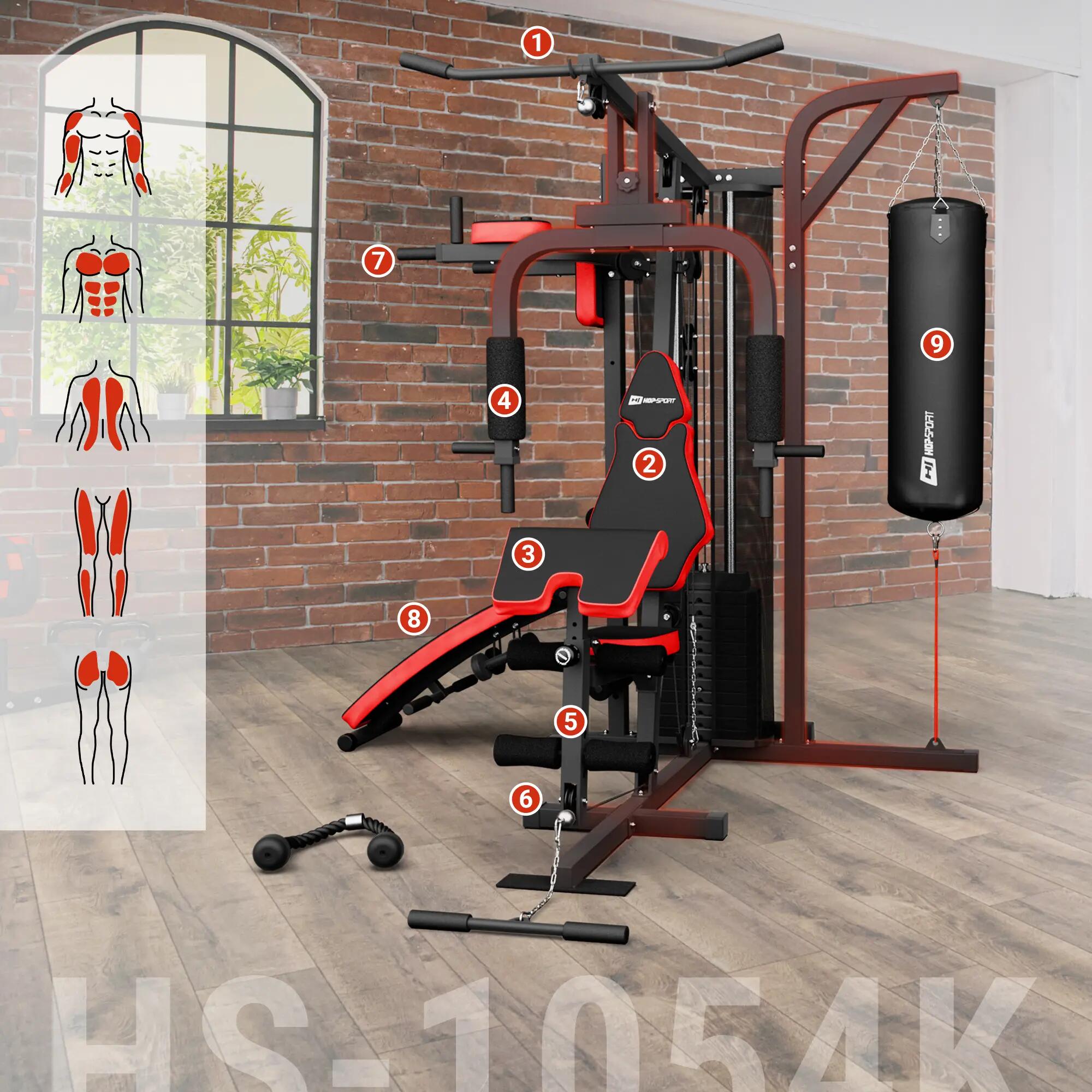 Palestra con sacco da boxe a 3 postazioni HS-1054K, Power Rack 7/7