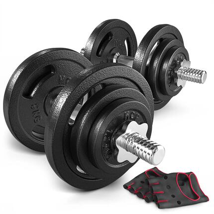 Zestaw hantli żeliwnych 2x20kg Hop-Sport HS-ID2x20 regulowana z rękawiczkami