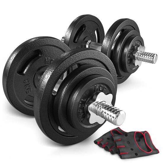 Zestaw hantli żeliwnych 2x20kg Hop-Sport HS-ID2x20 regulowana z rękawiczkami