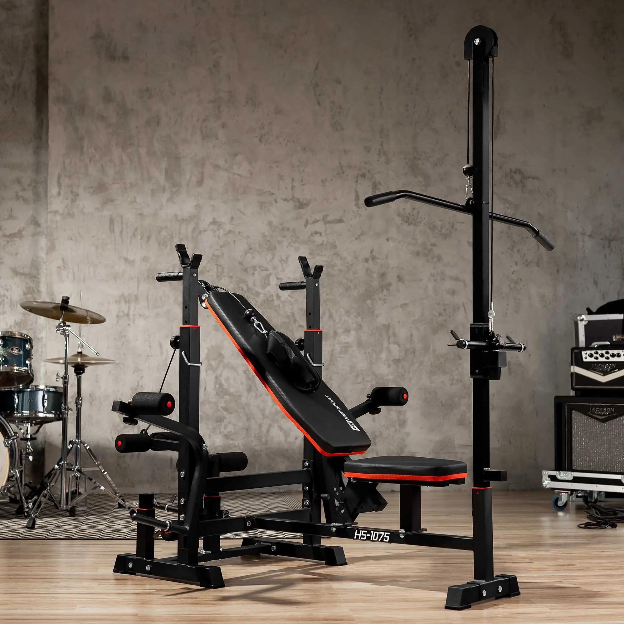 Banc de musculation Hop-Sport HS-1075 Pro avec poulie et pupitre à biceps 2/7
