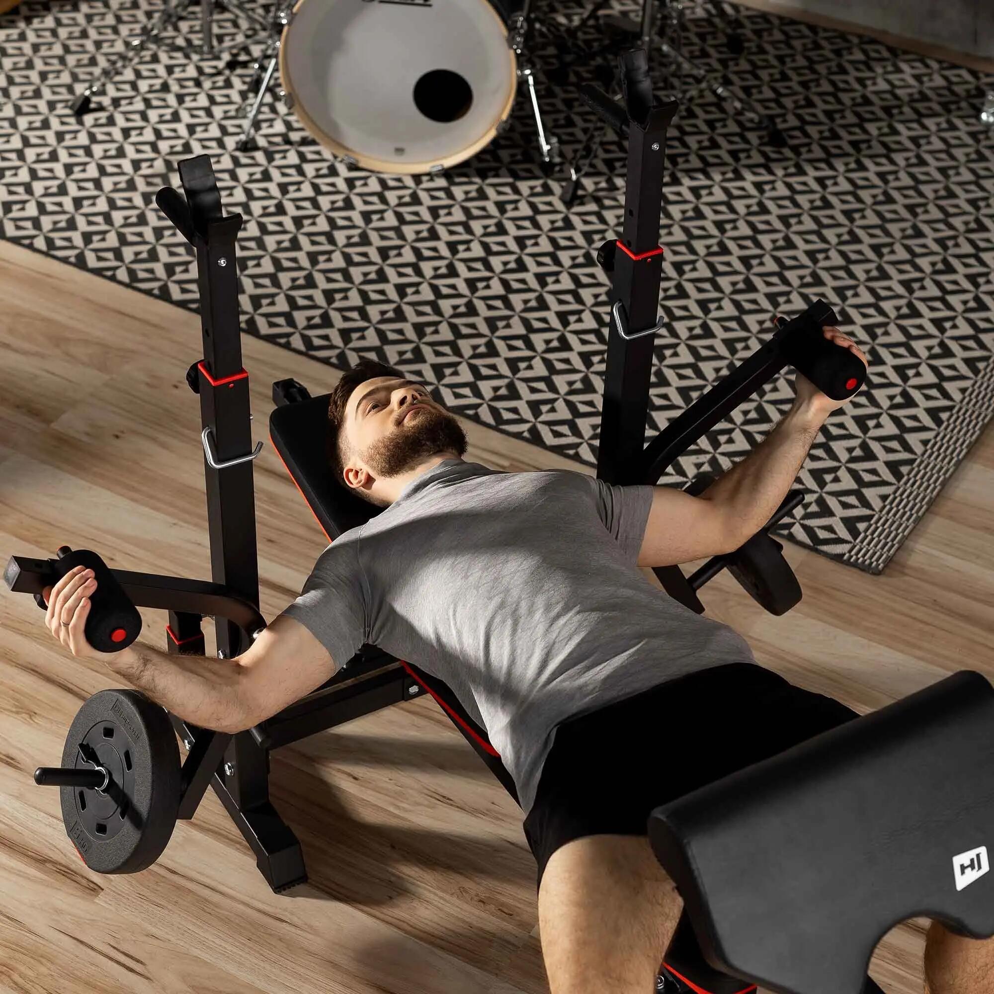 Banc de musculation Hop-Sport HS-1075 Pro avec pupitre à biceps et supports 6/7