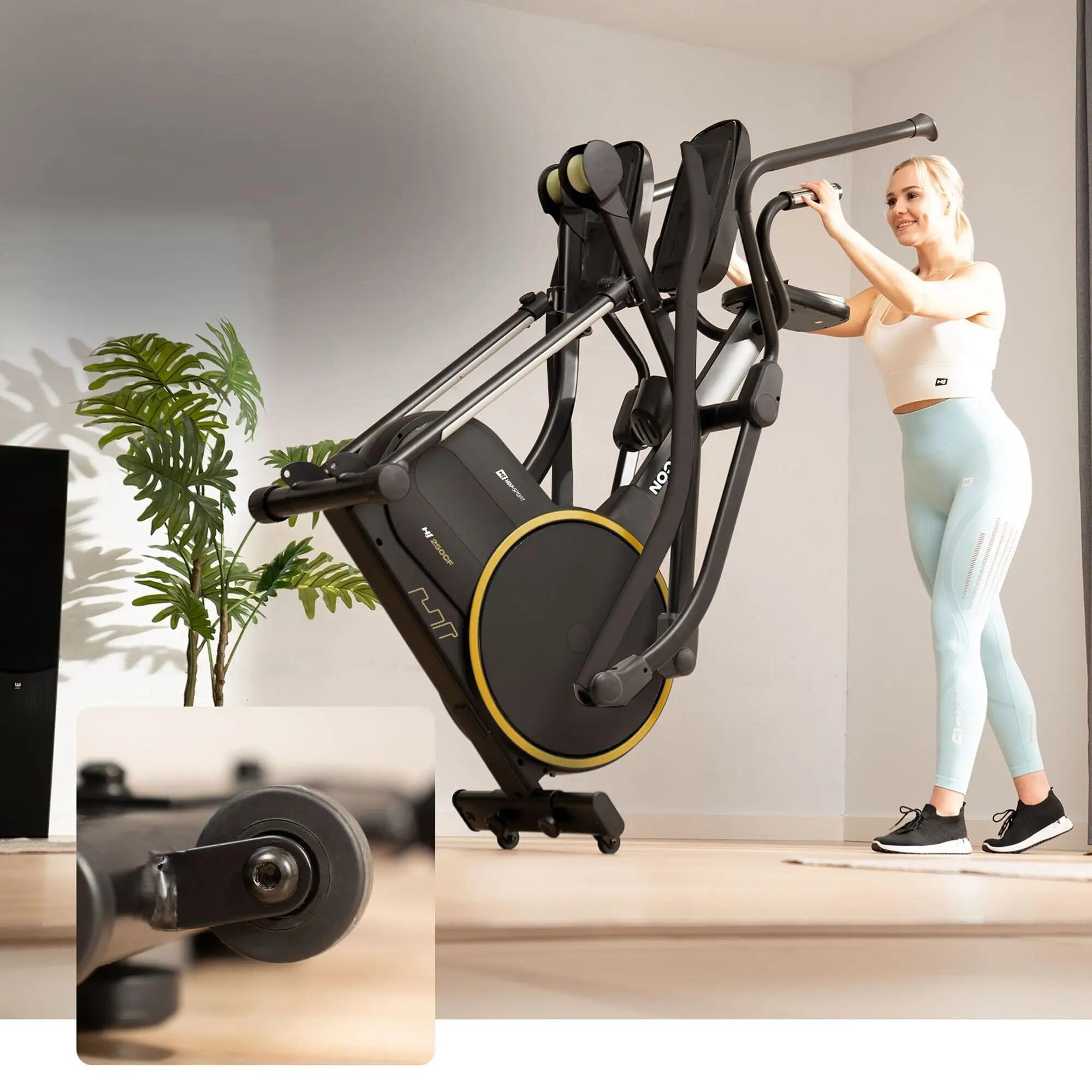 Vélo elliptique électromagnétique connecté, Hop-Sport HS-250CF Jucon, Noir 7/7