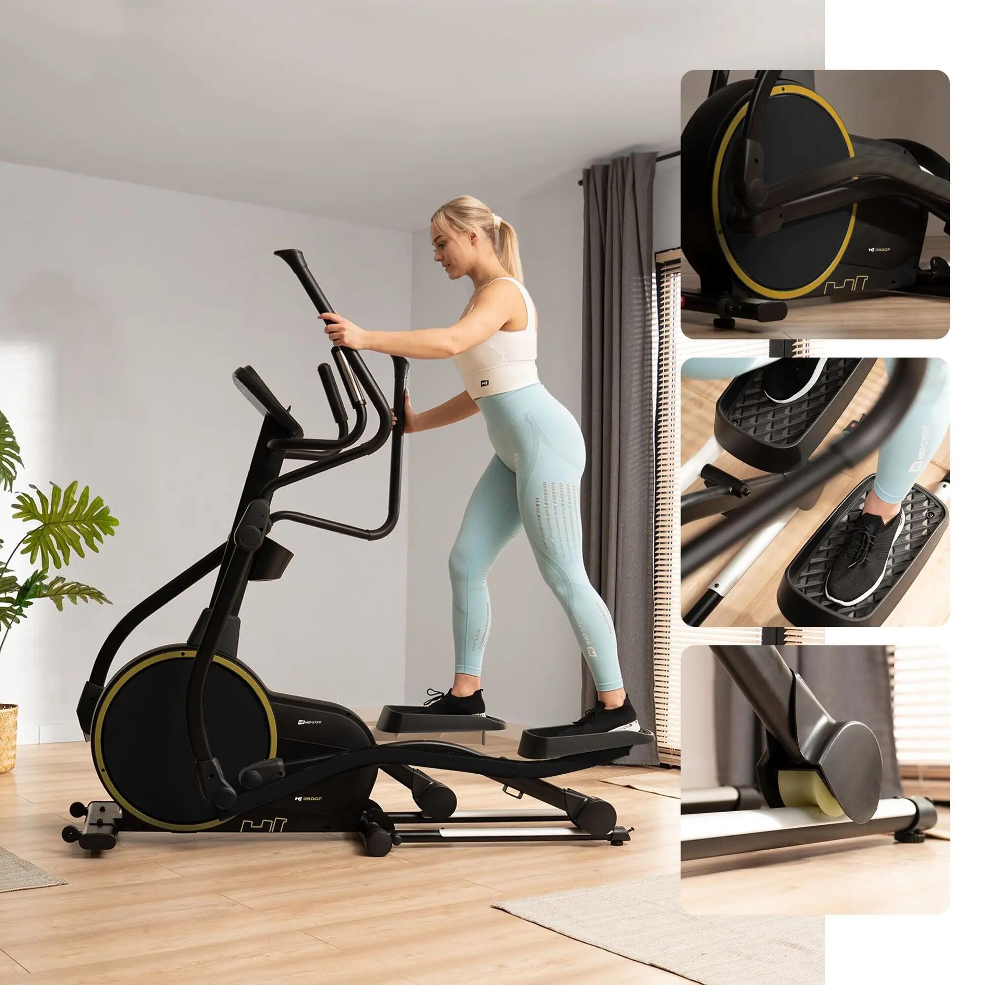 Vélo elliptique électromagnétique connecté, Hop-Sport HS-250CF Jucon, Noir 5/7