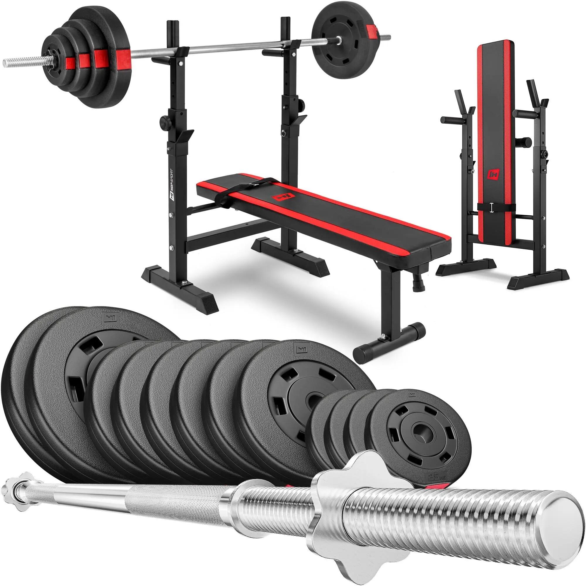 Set culturistico Premium 69kg con panca HS-1080, bilanciere e pesi 5/7
