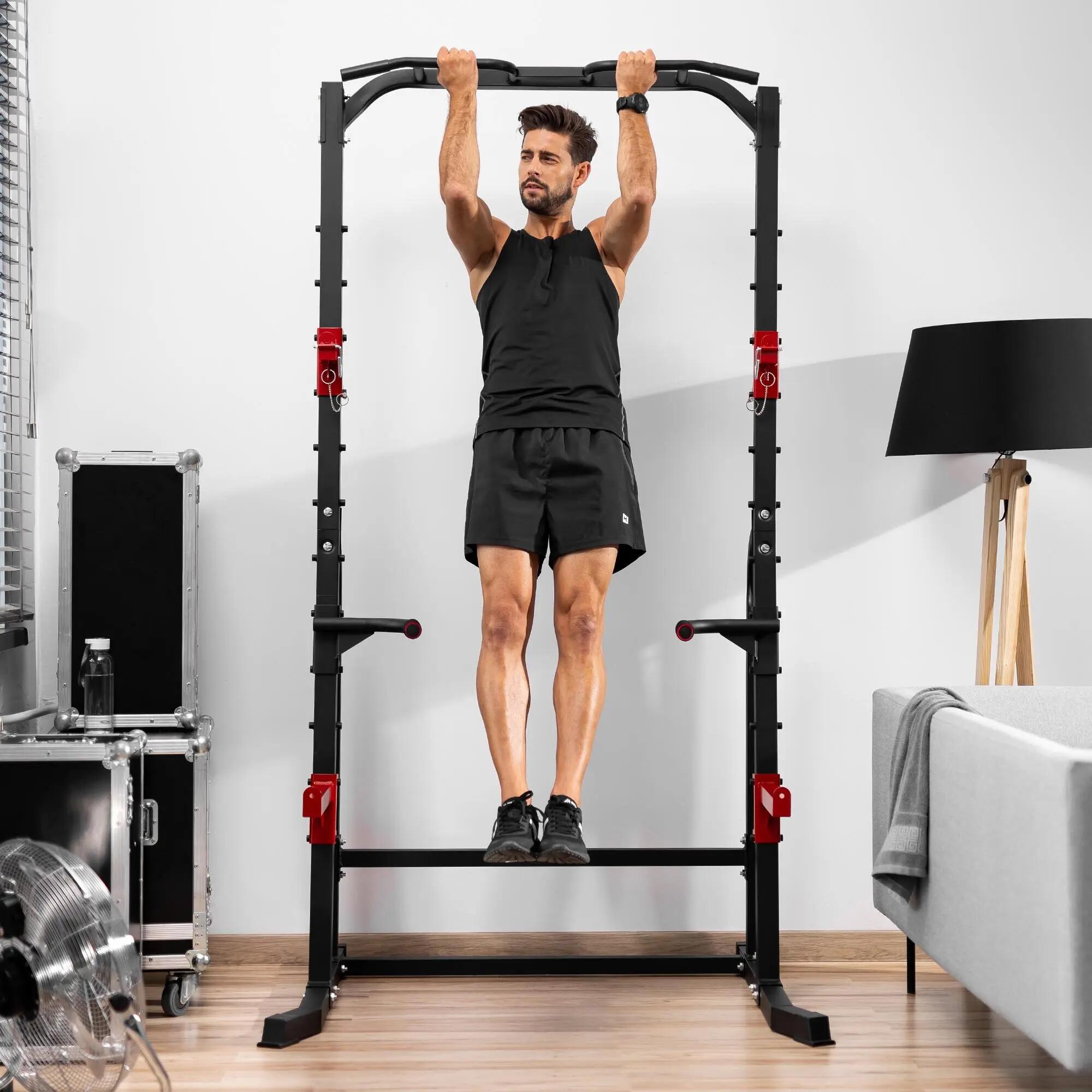 Poręcze do treningu siłowego Hop-Sport HS-1014K z drążkiem i asekuracją 7/7