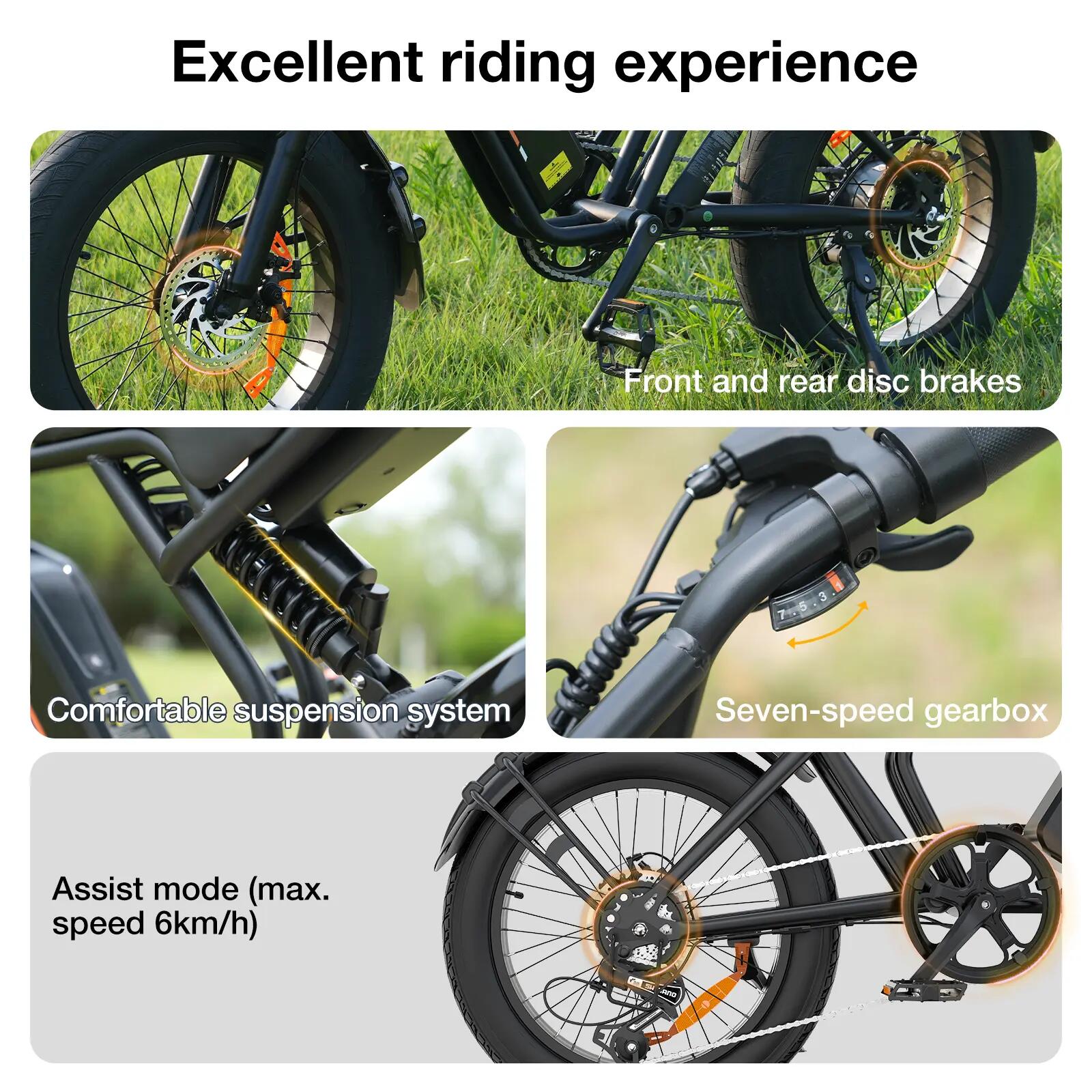 Elektrische fatbike 20" 48V 15Ah uitneembare accu BK29T 7/8