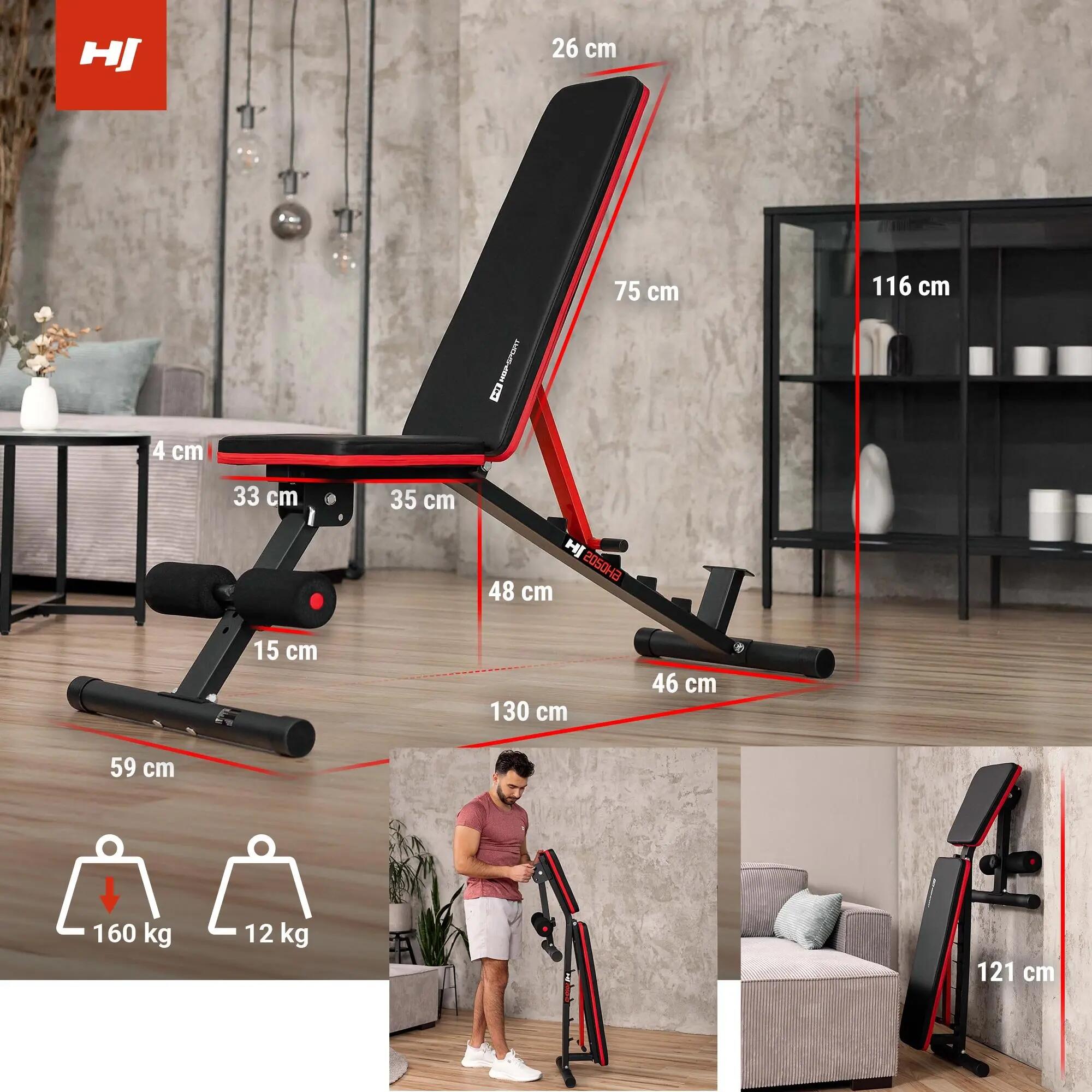 Klappbare Trainingsbank Hop-Sport HS-2050HB 4/7