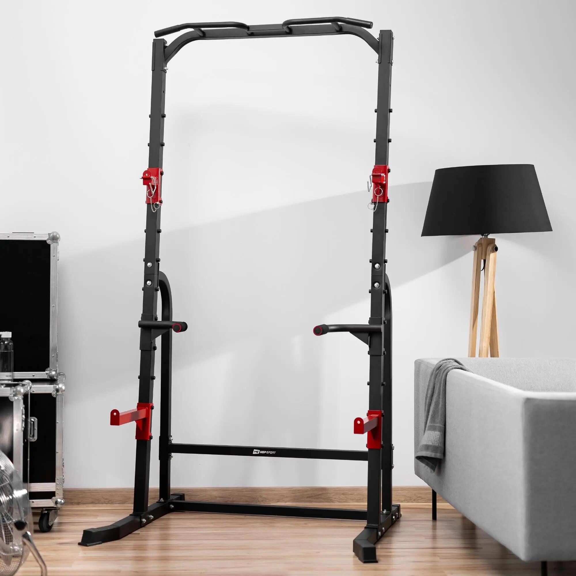 Poręcze do treningu siłowego Hop-Sport HS-1014K z drążkiem i asekuracją 5/7