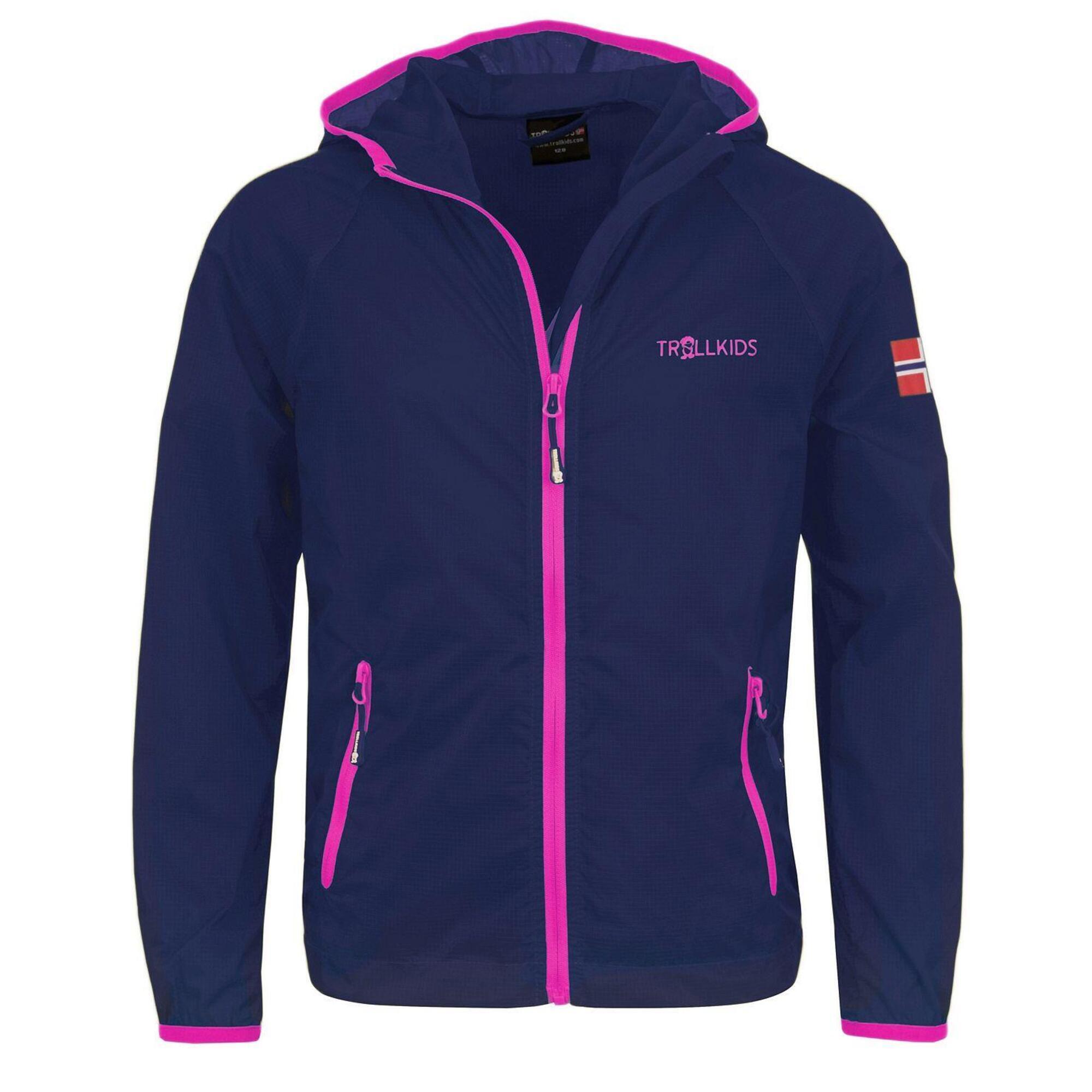 TROLLKIDS Kinder Windjacke Fjell Atmungsaktiv Marineblau / Magenta