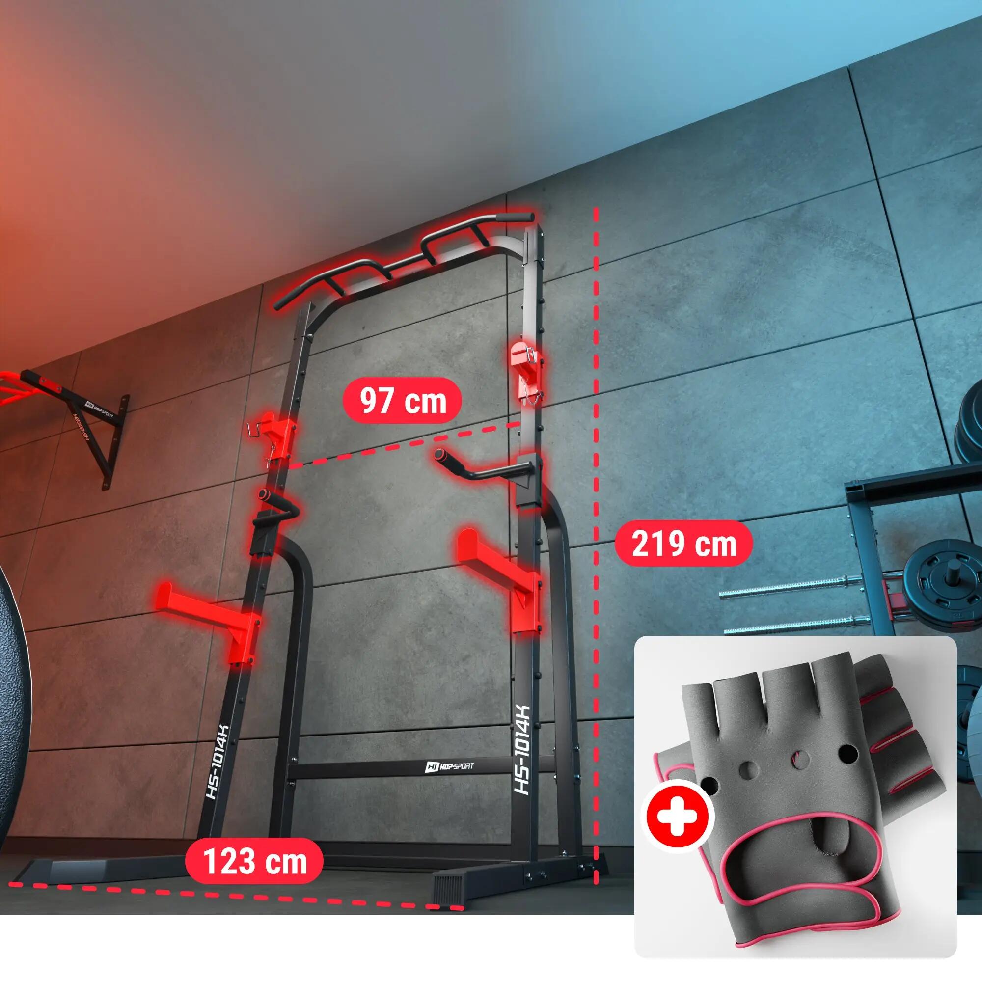 Poręcze do treningu siłowego Hop-Sport HS-1014K z drążkiem i asekuracją 2/7