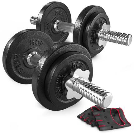Zestaw hantli żeliwnych do treningu siłowego 2x10kg Hop-Sport regulowana