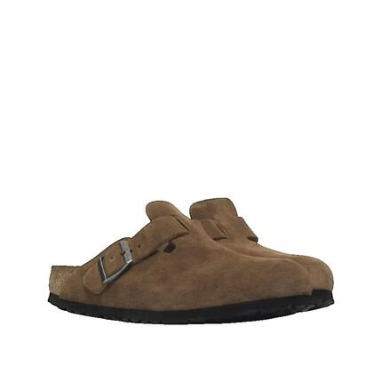 Saboty Birkenstock Boston z brązowego zamszu