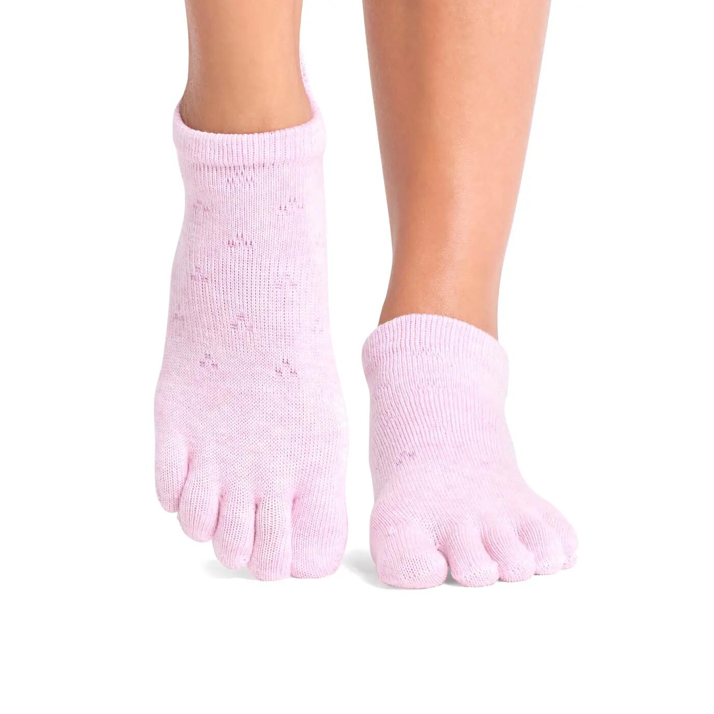 ToeSox Yoga No-Show Grip Socks teensokken - Roze - 36/38 3/4