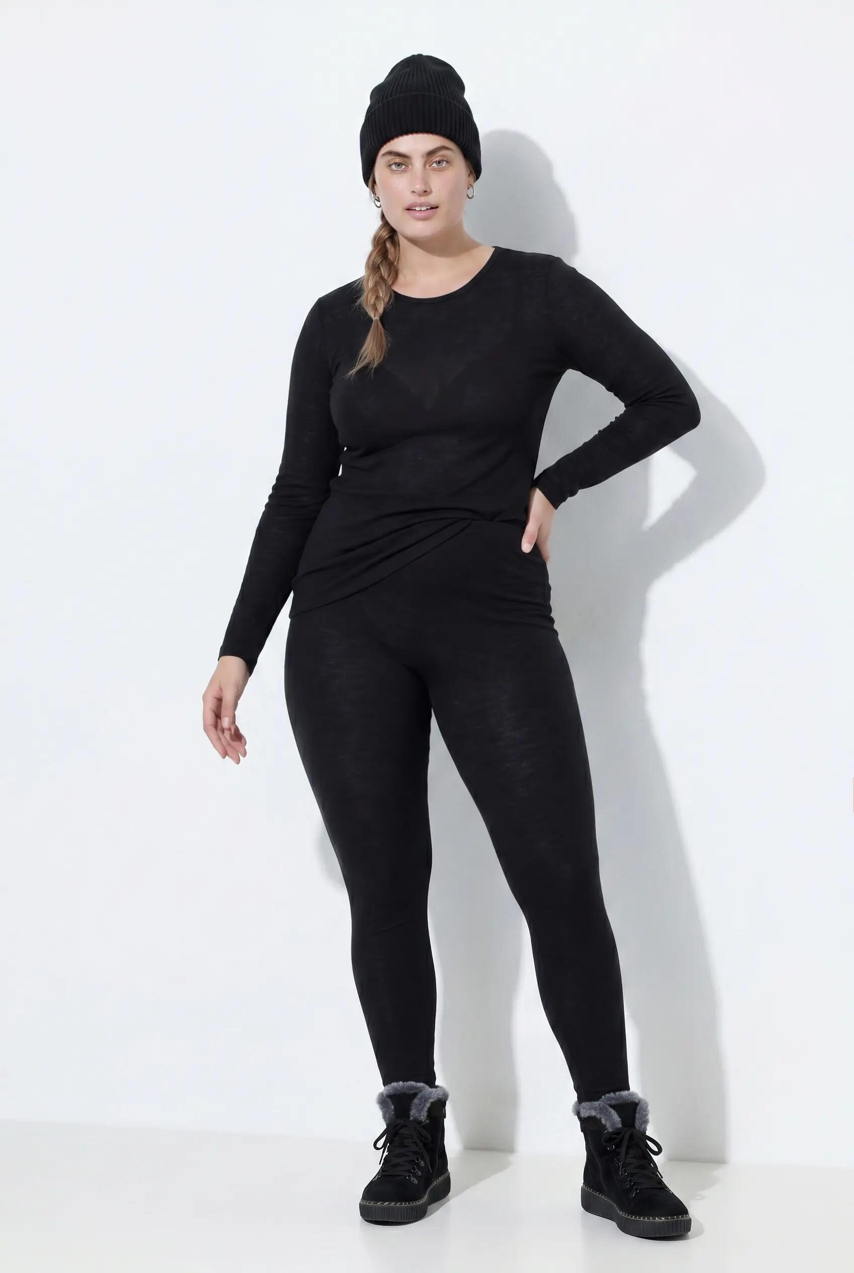 Dames Thermo-legging fijn gebreid smalle pijpen elastische tailleband 1/8