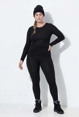 Dames thermo-legging fijn gebreid smalle pijpen elastische tailleband