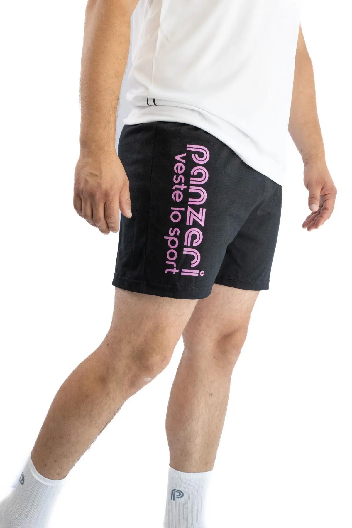 Short Panzeri Mixte  - Uni A - Noir / Fuchsia Nacré 4/5