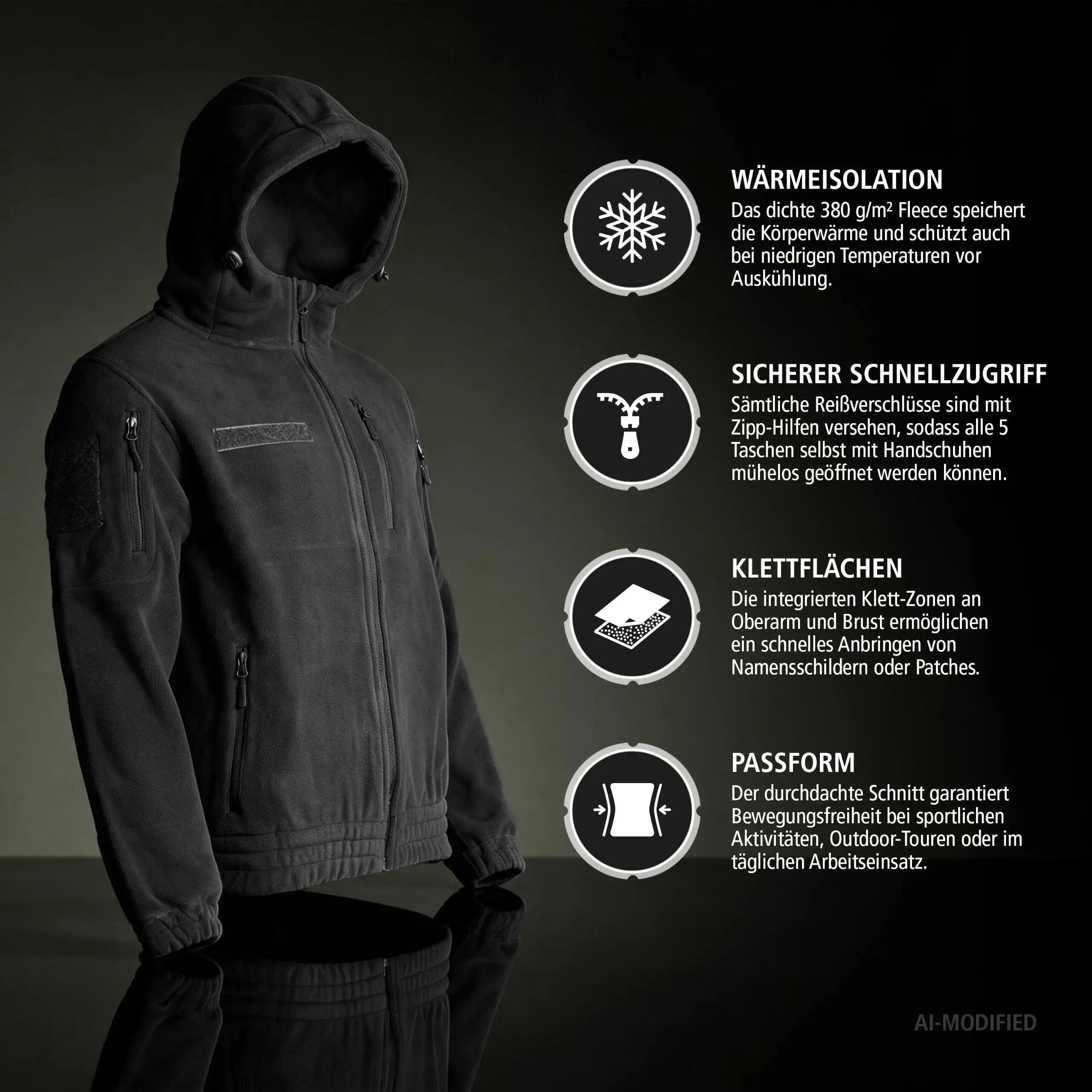 Homme sportswear — Polaire à capuche Gen II noire, L 6/7