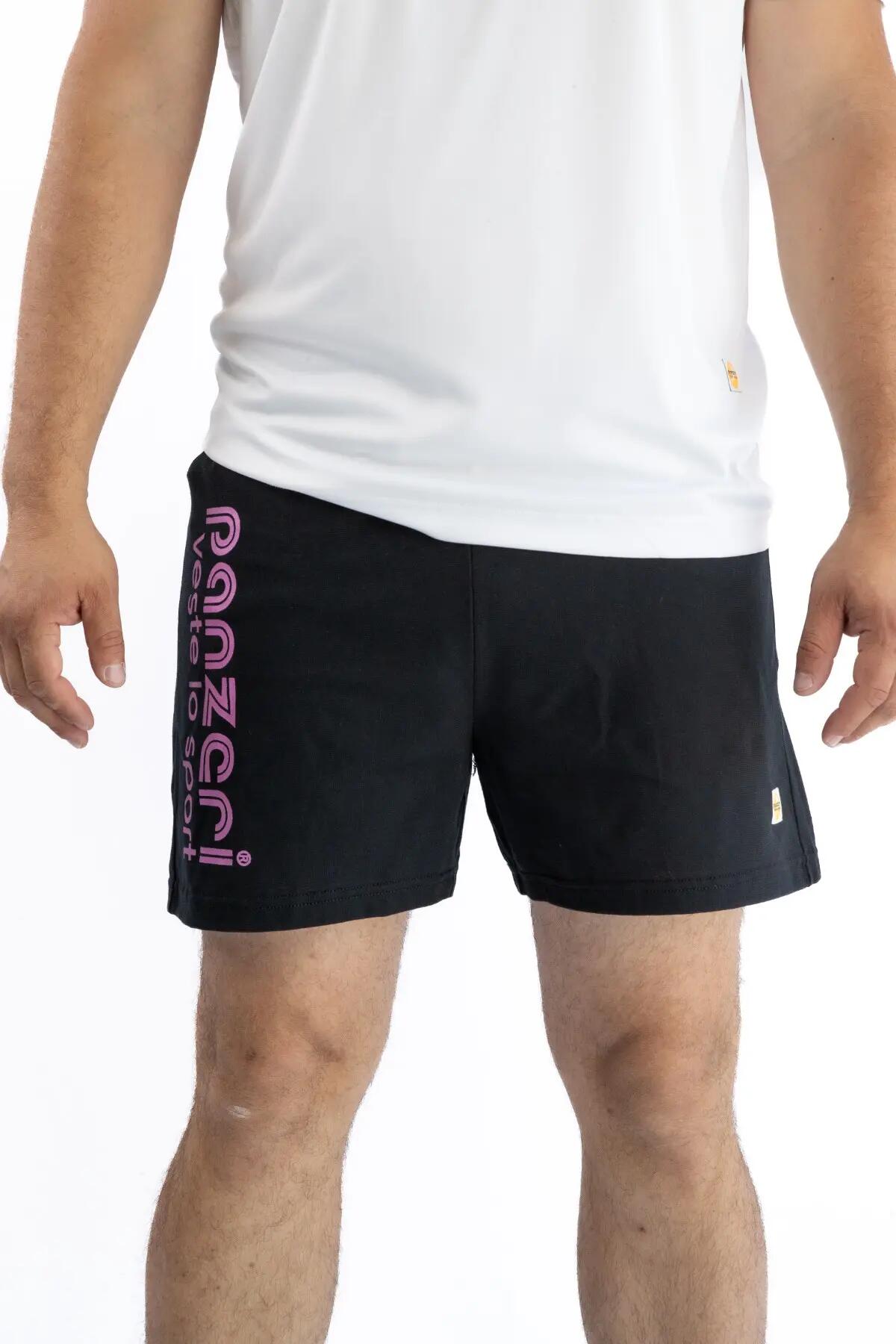Short Panzeri Mixte  - Uni A - Noir / Fuchsia Nacré 2/5