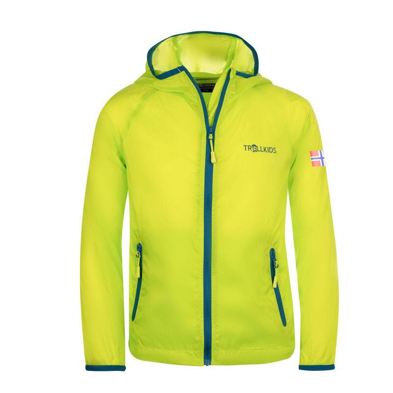 Kinder Windjacke Fjell Limegelb/Petrolblau