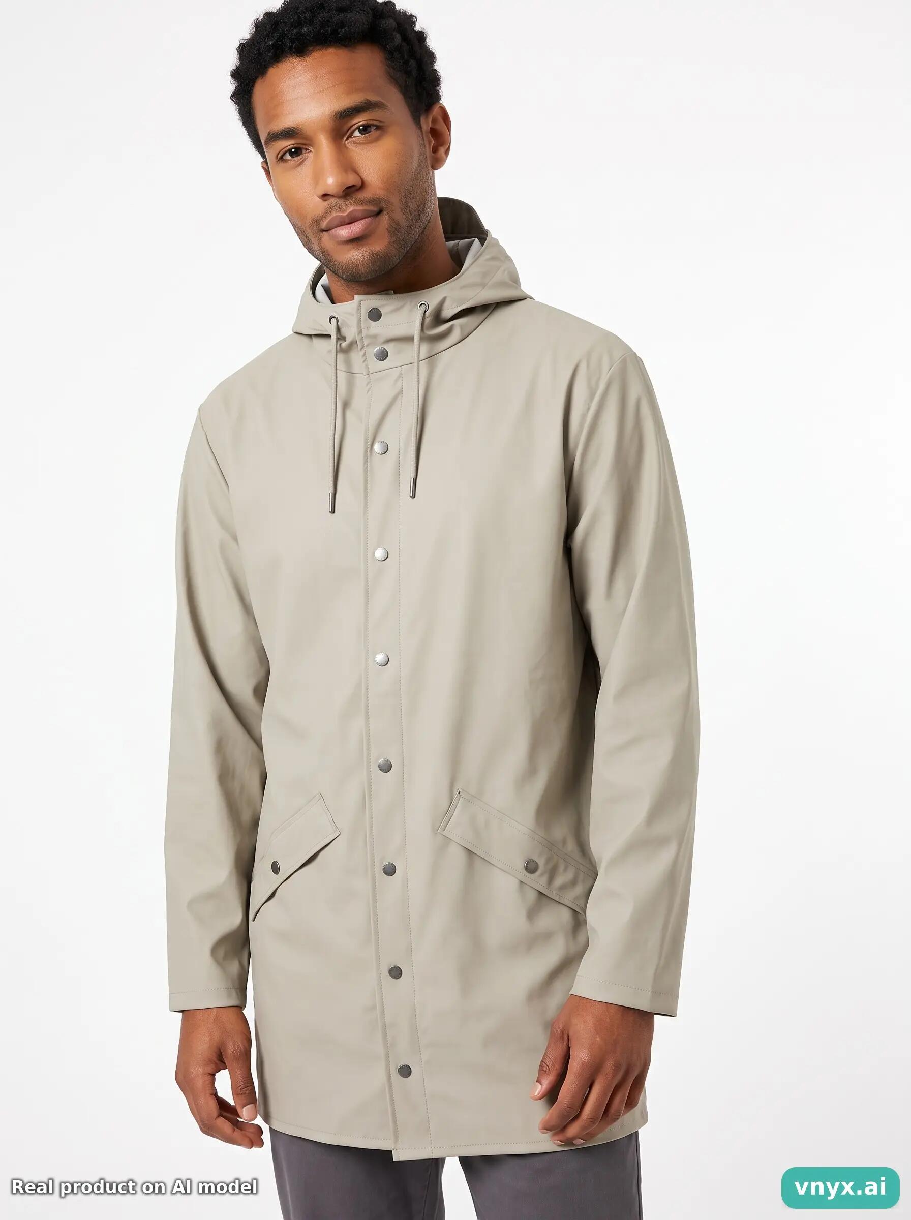 Second Life - Vintage RAINS Light Grey Outdoor Jacket Men M 5/5