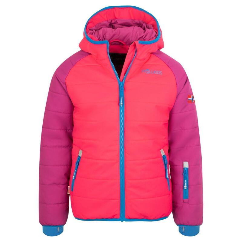 Veste de ski enfant Hafjell PRO hydrofuge rose foncé / rose clair / bleu