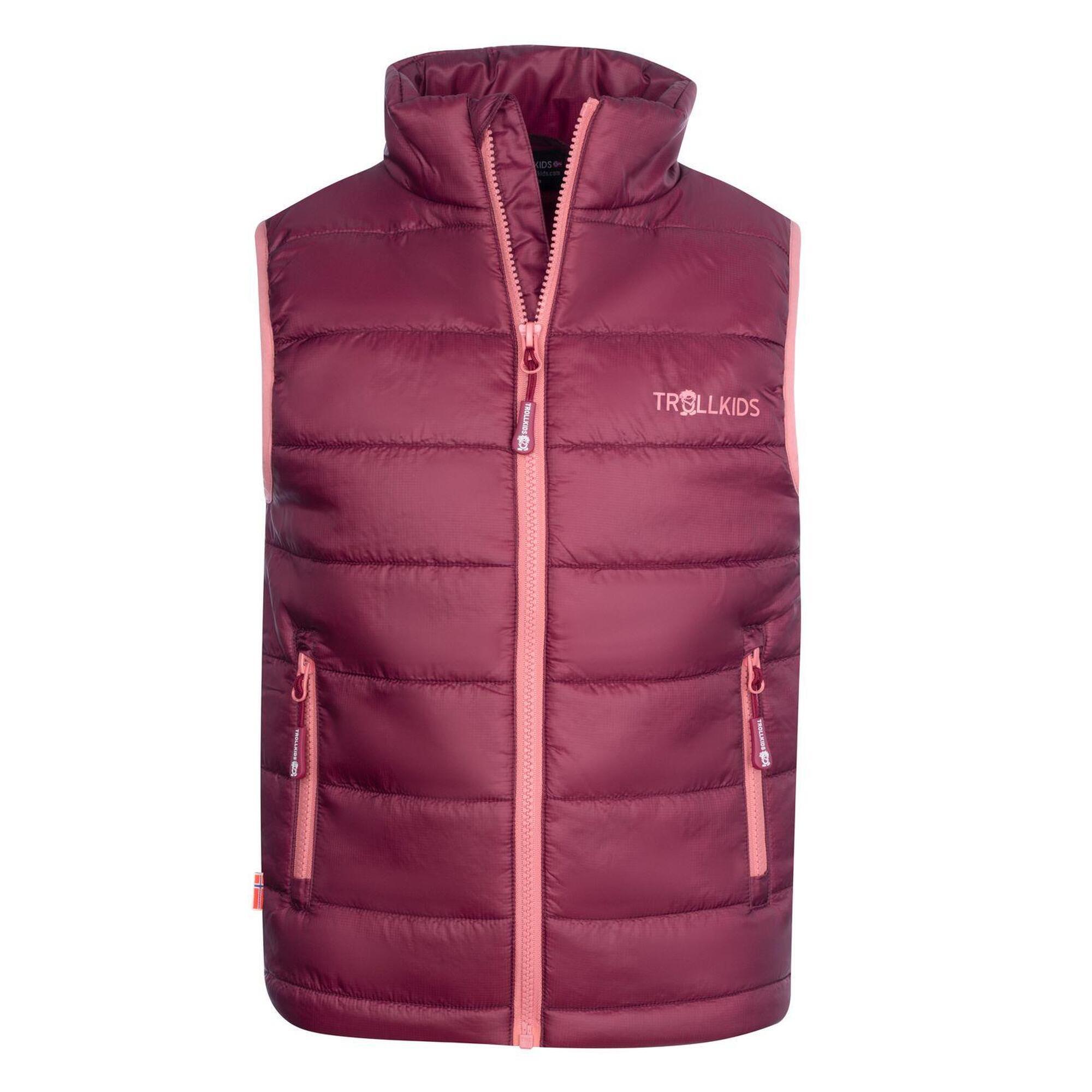 Gilet Trondheim in polifibra per bambini rosso castagna/rosa antico