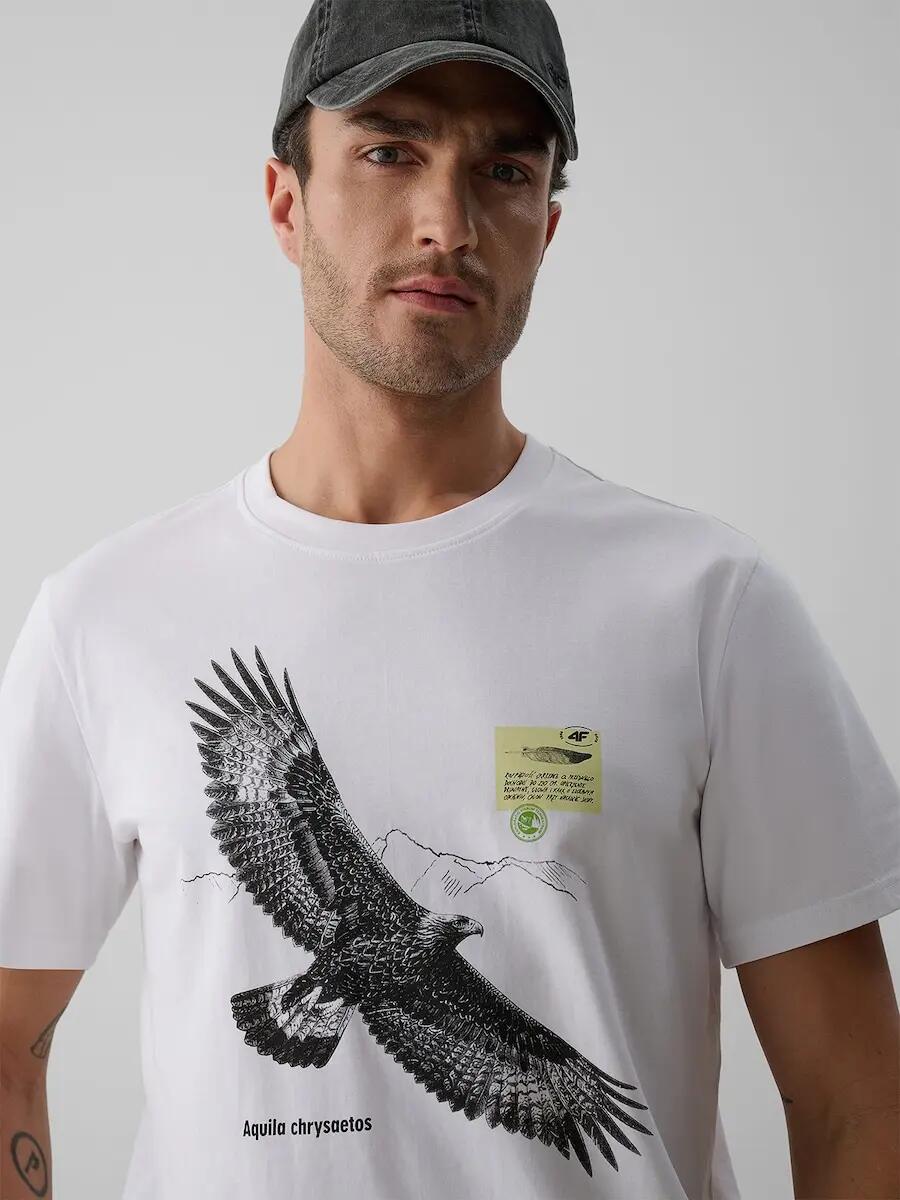 T-shirt regular z nadrukiem męski 4F 3/6