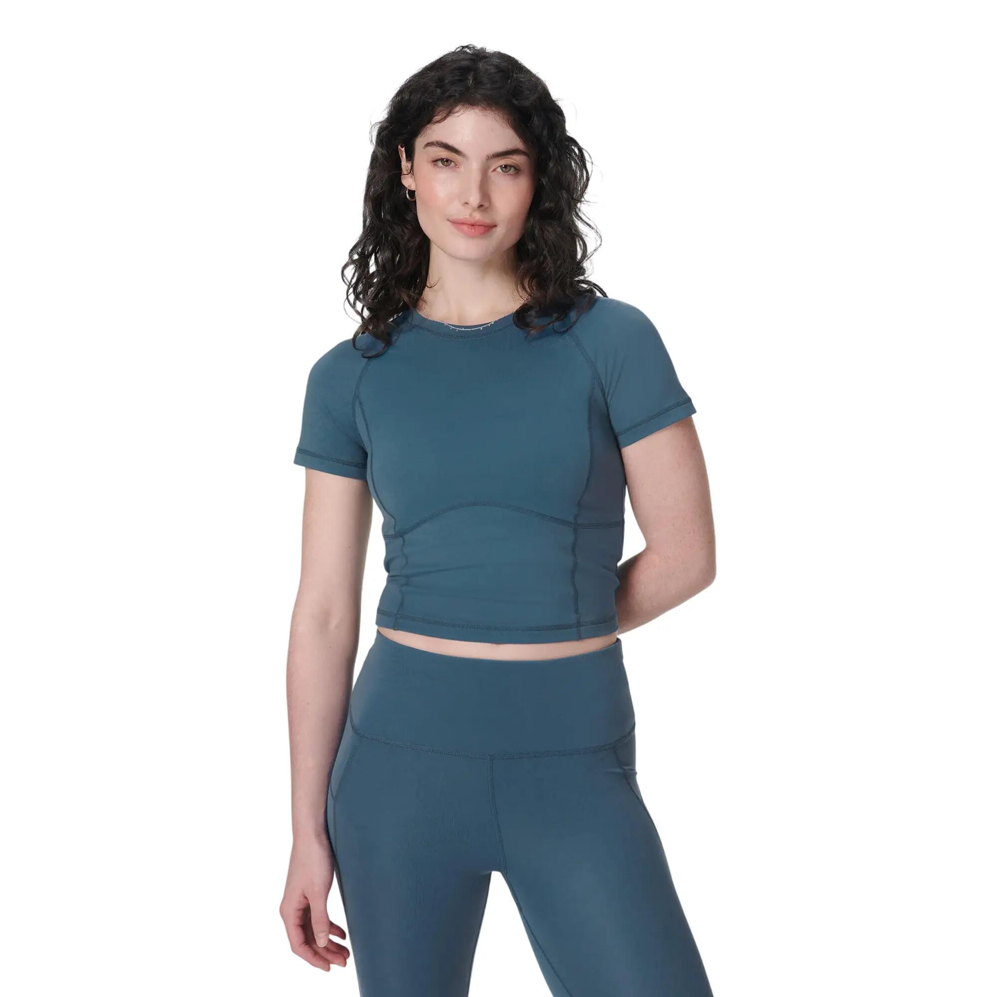 Womens/Ladies All Day Active Cropped TShirt (Subdued Blue) 4/4