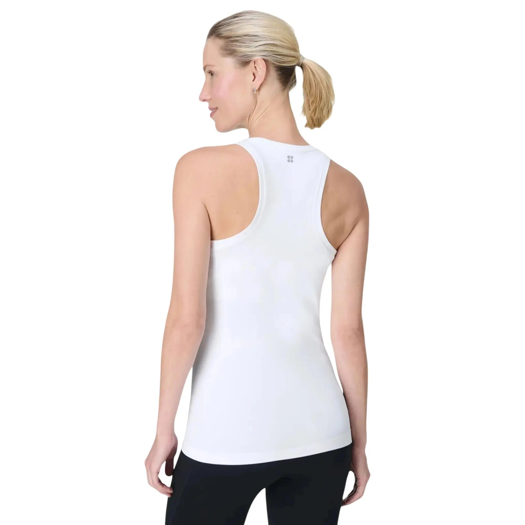 Camiseta Sin Mangas Athlete Ejercicio para Mujer Blanco 3/4
