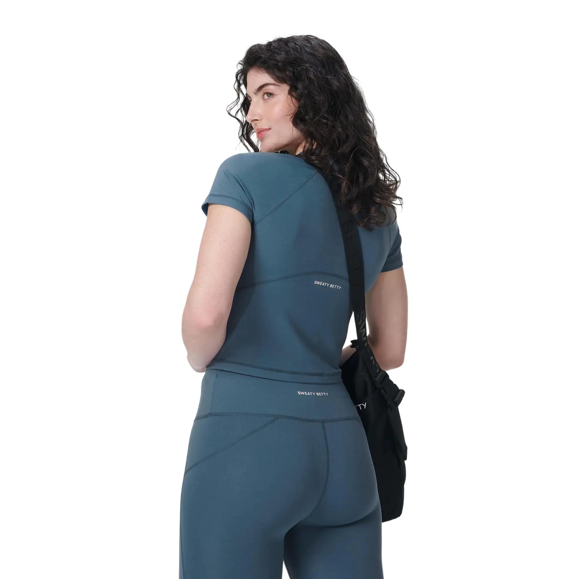 Womens/Ladies All Day Active Cropped TShirt (Subdued Blue) 3/4
