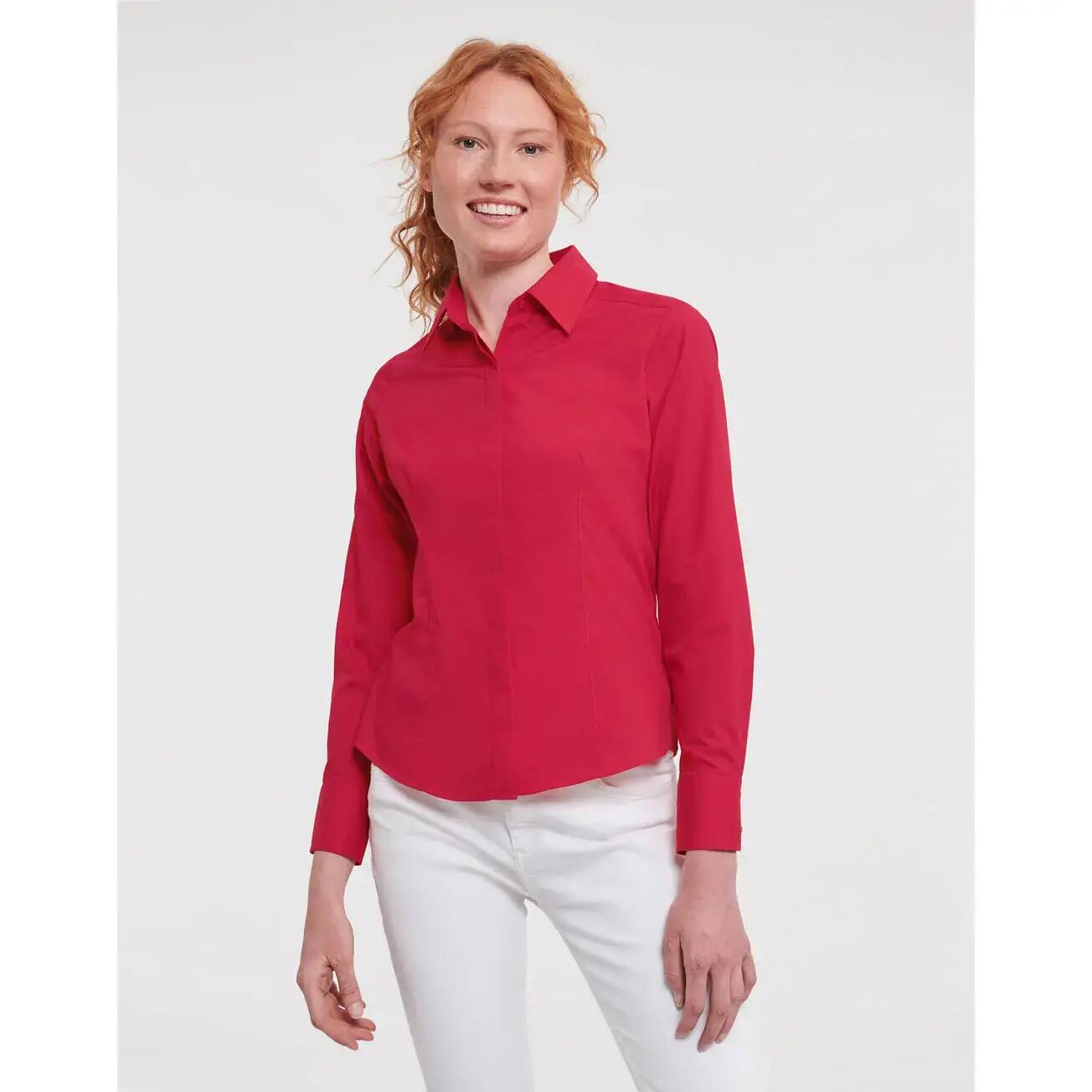 Women's long sleeve shirt Russell Athletic Fitted Poplin 2/3