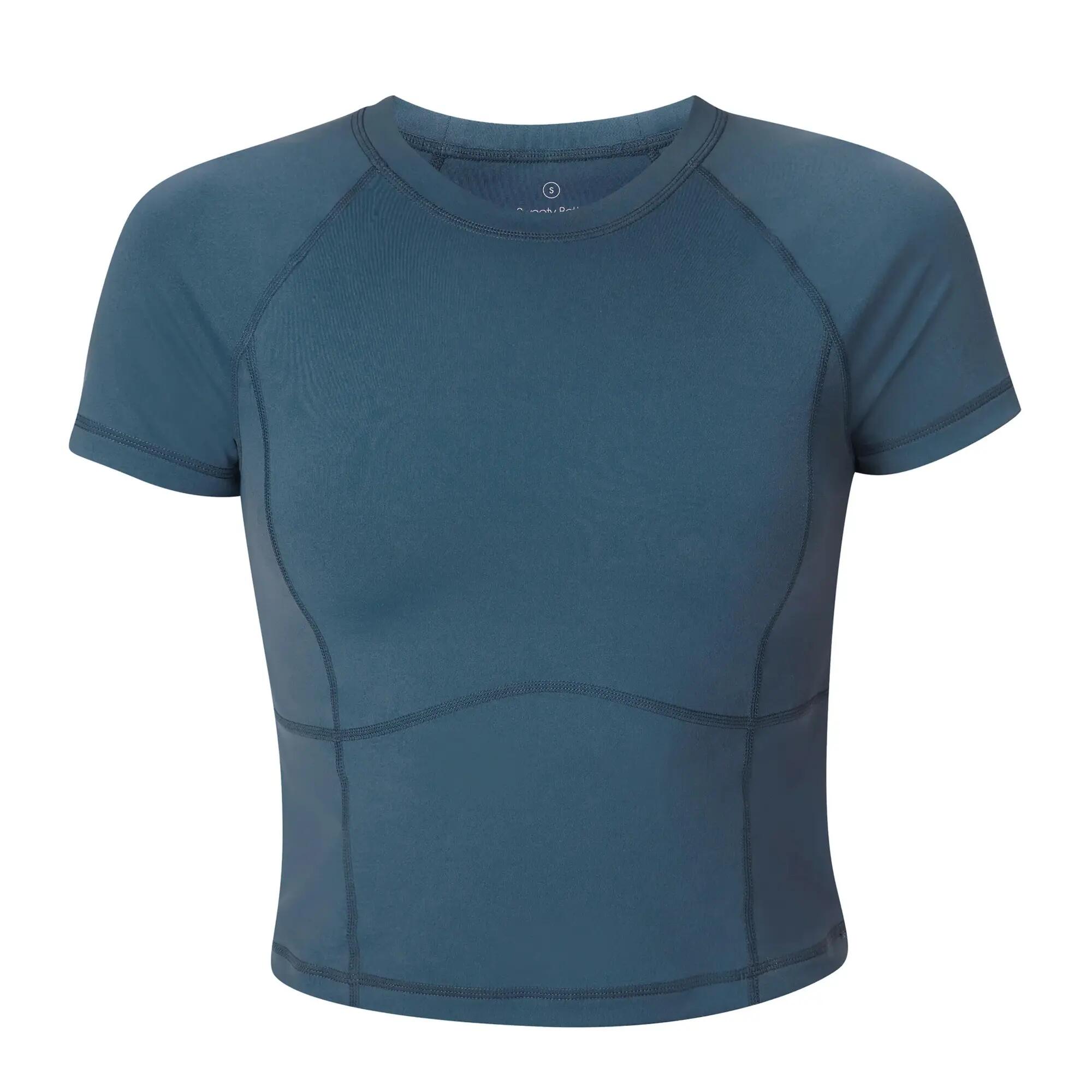 Womens/Ladies All Day Active Cropped TShirt (Subdued Blue) 2/4