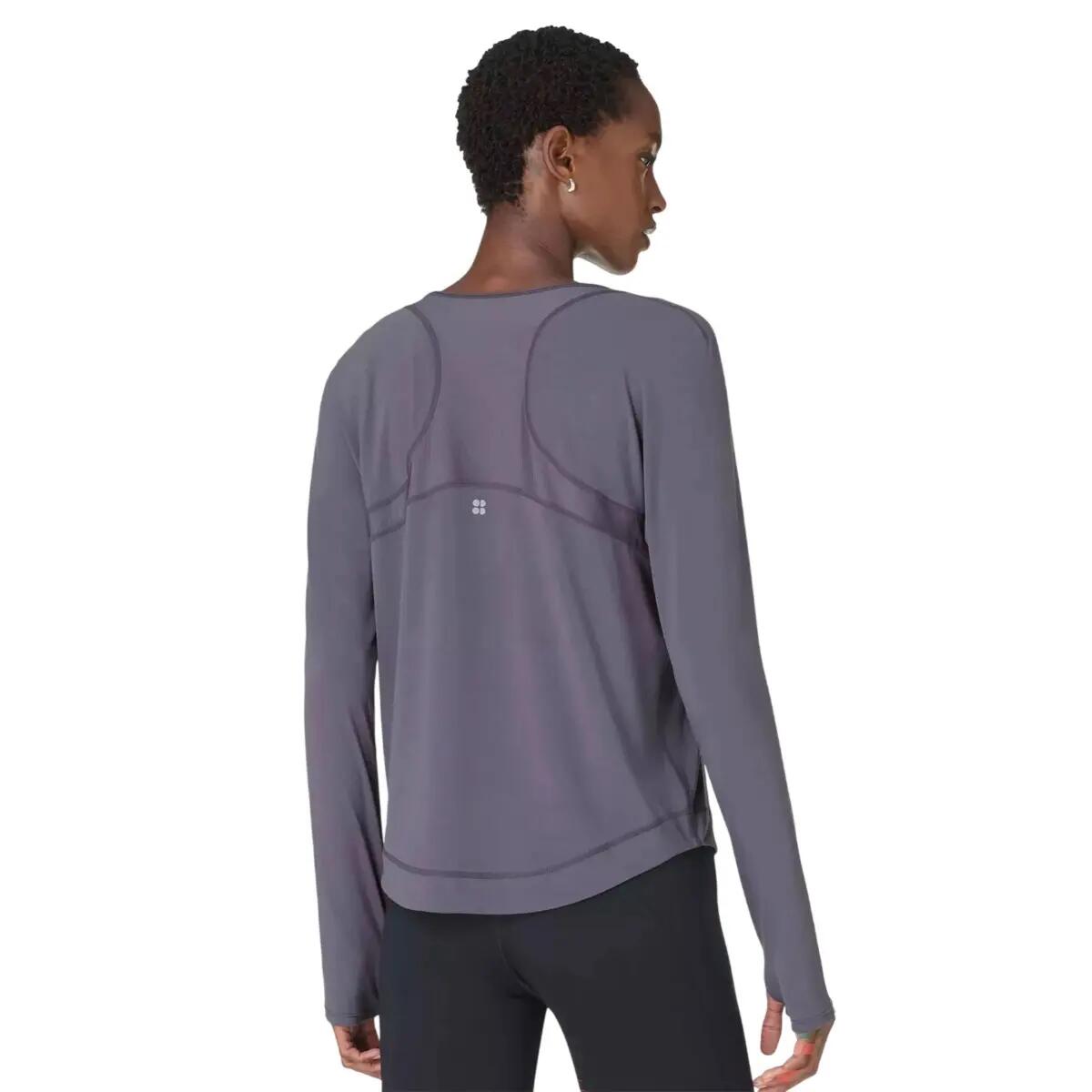 Top Manica Lunga Donna Sweaty Betty Breathe Easy Nebulose Blu 3/3