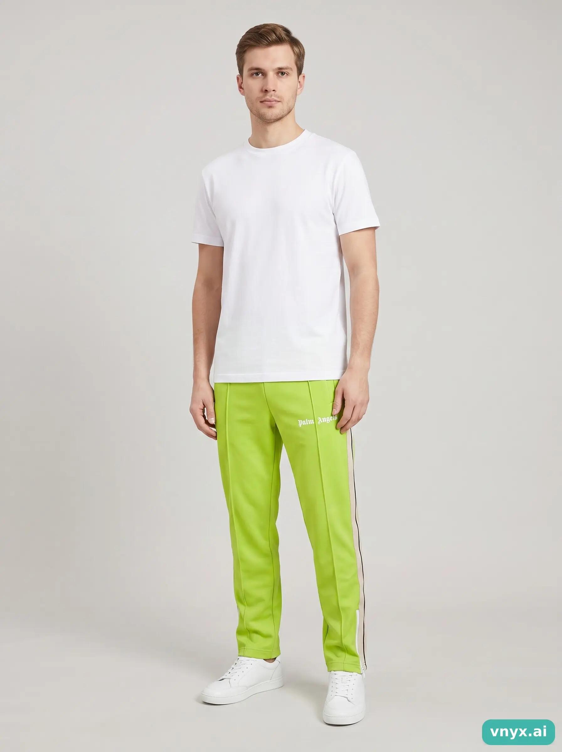 Second Life - Vintage Palm Angels Neon Green Joggers Men 3/5