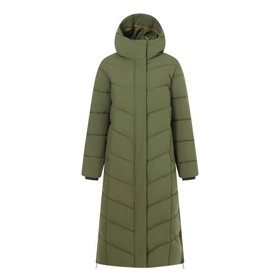 Veste Longue Matelassée Et Unie À Capuche ELORIA Femme (Kaki Foncé)