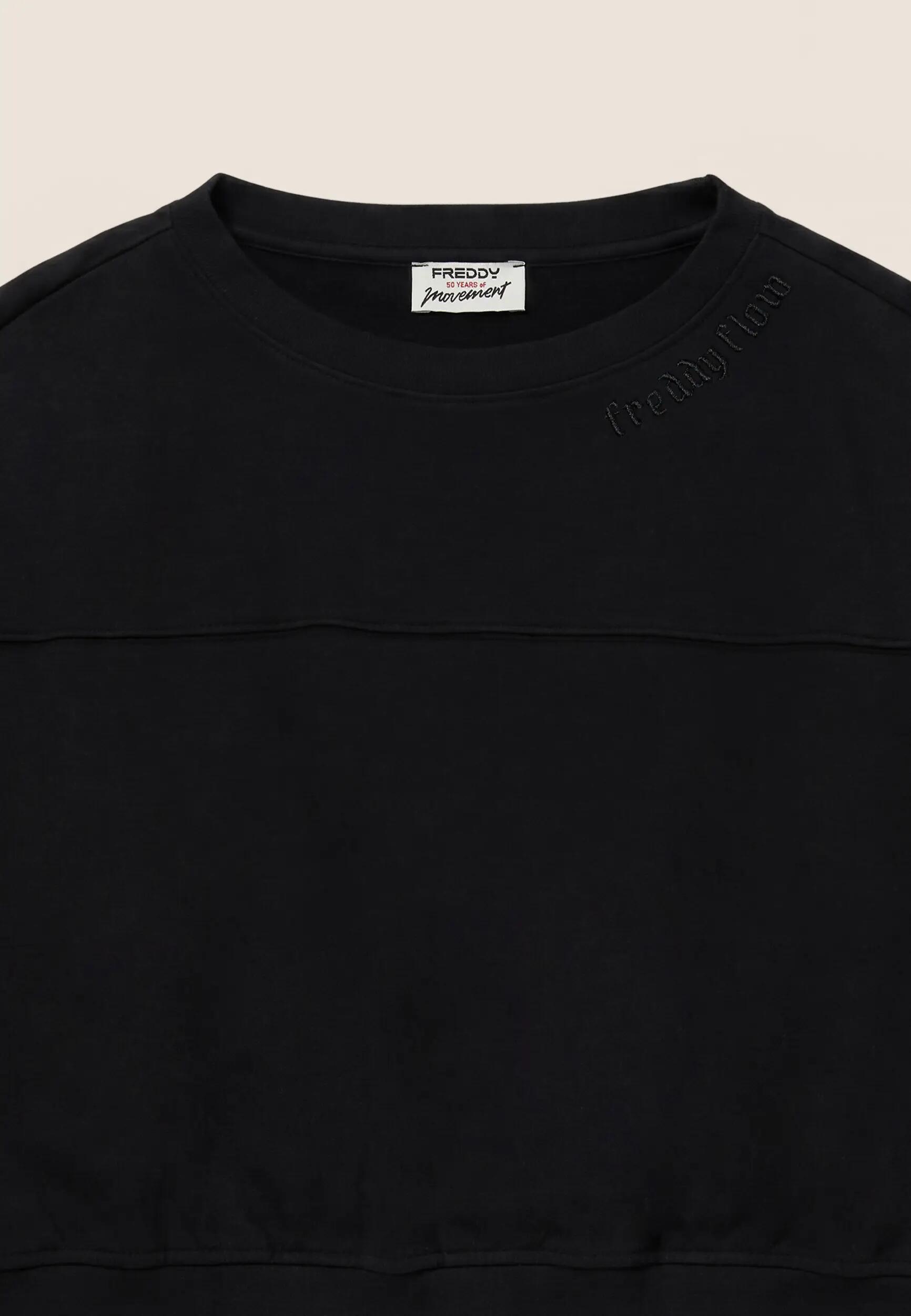 Felpa Girocollo Comfort Cropped Donna Effetto Delavé 6/6