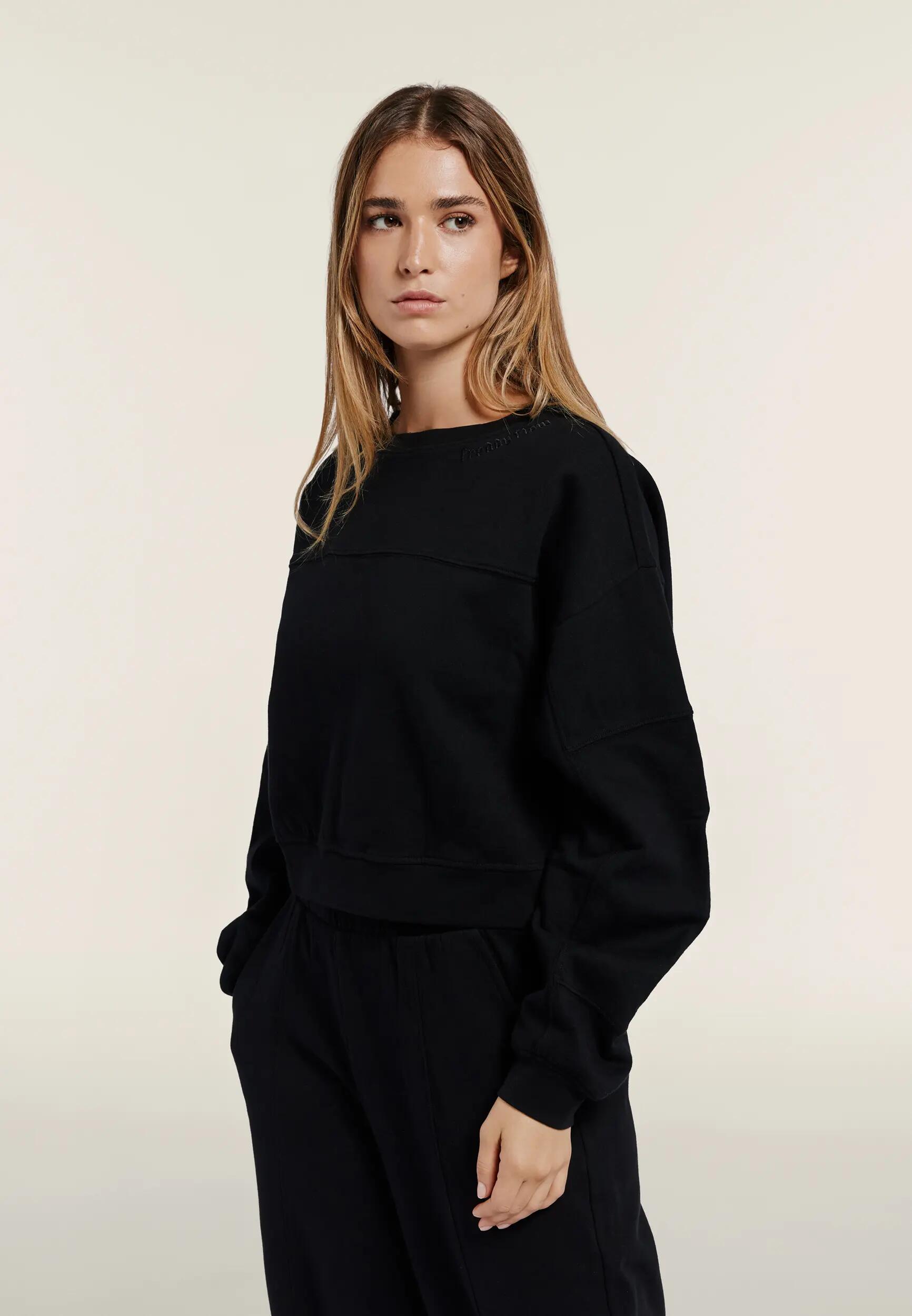 Felpa Girocollo Comfort Cropped Donna Effetto Delavé 2/6