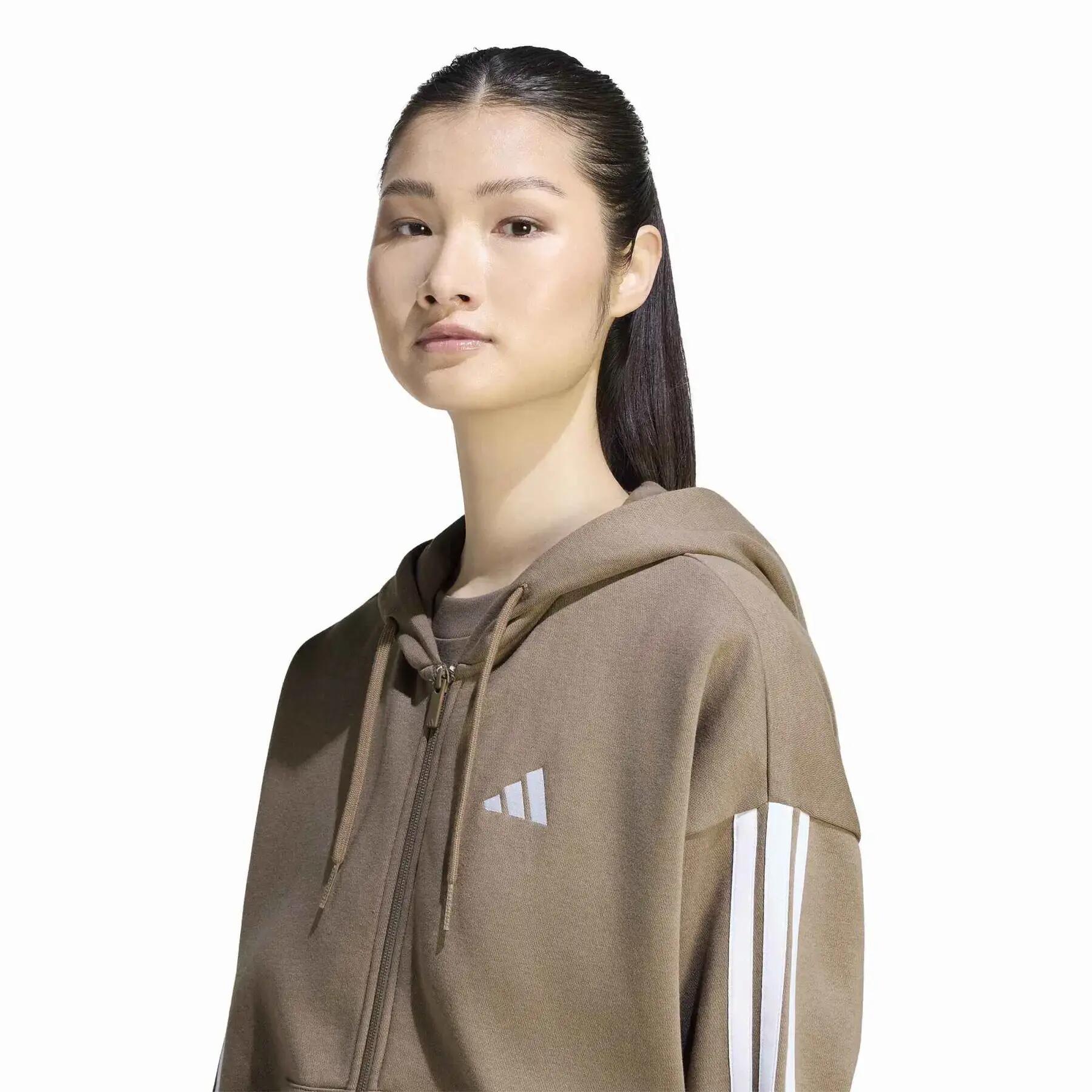 Veste de survêtement à capuche zippé femme adidas Essentials 3-Stripes 5/6