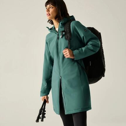 Veste Imperméable Longue Et Unie À Capuche TALINE Femme (Vert Sarcelle)