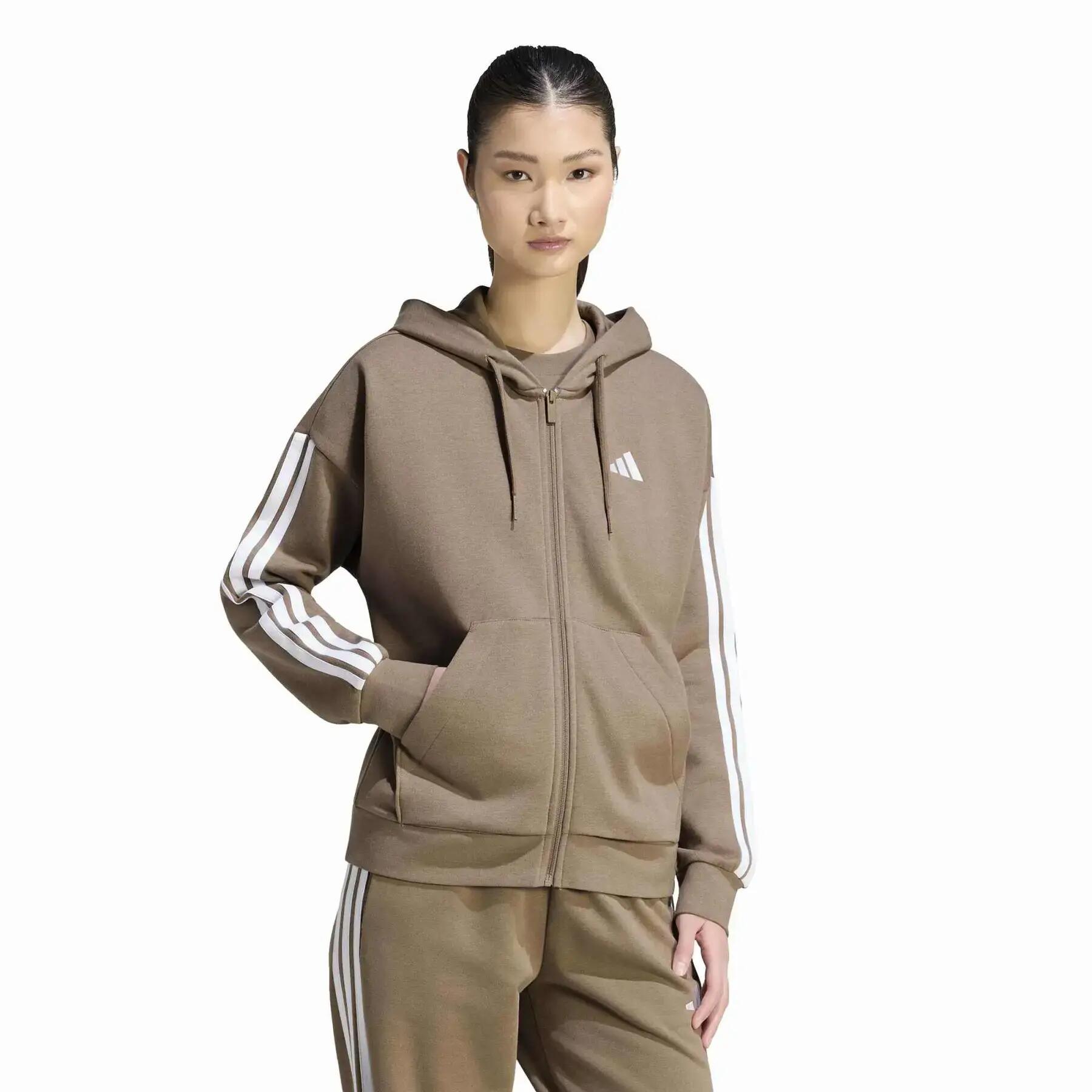 Veste de survêtement à capuche zippé femme adidas Essentials 3-Stripes 2/6