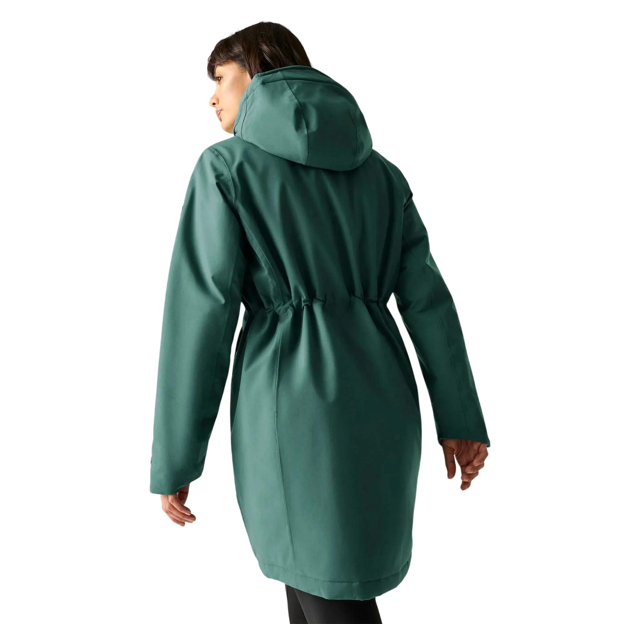 Veste Imperméable Longue Et Unie À Capuche TALINE Femme (Vert Sarcelle) 3/7