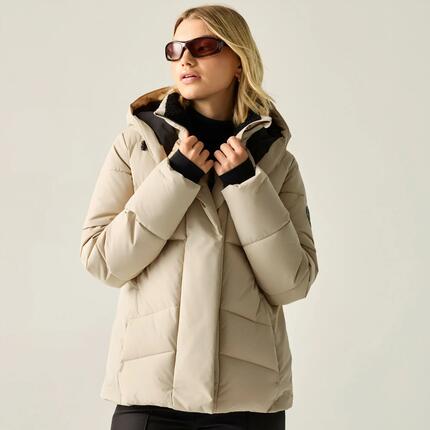 Veste Matelassée Unie À Capuche Ajustable LUSTRE Femme (Kaki Foncé)