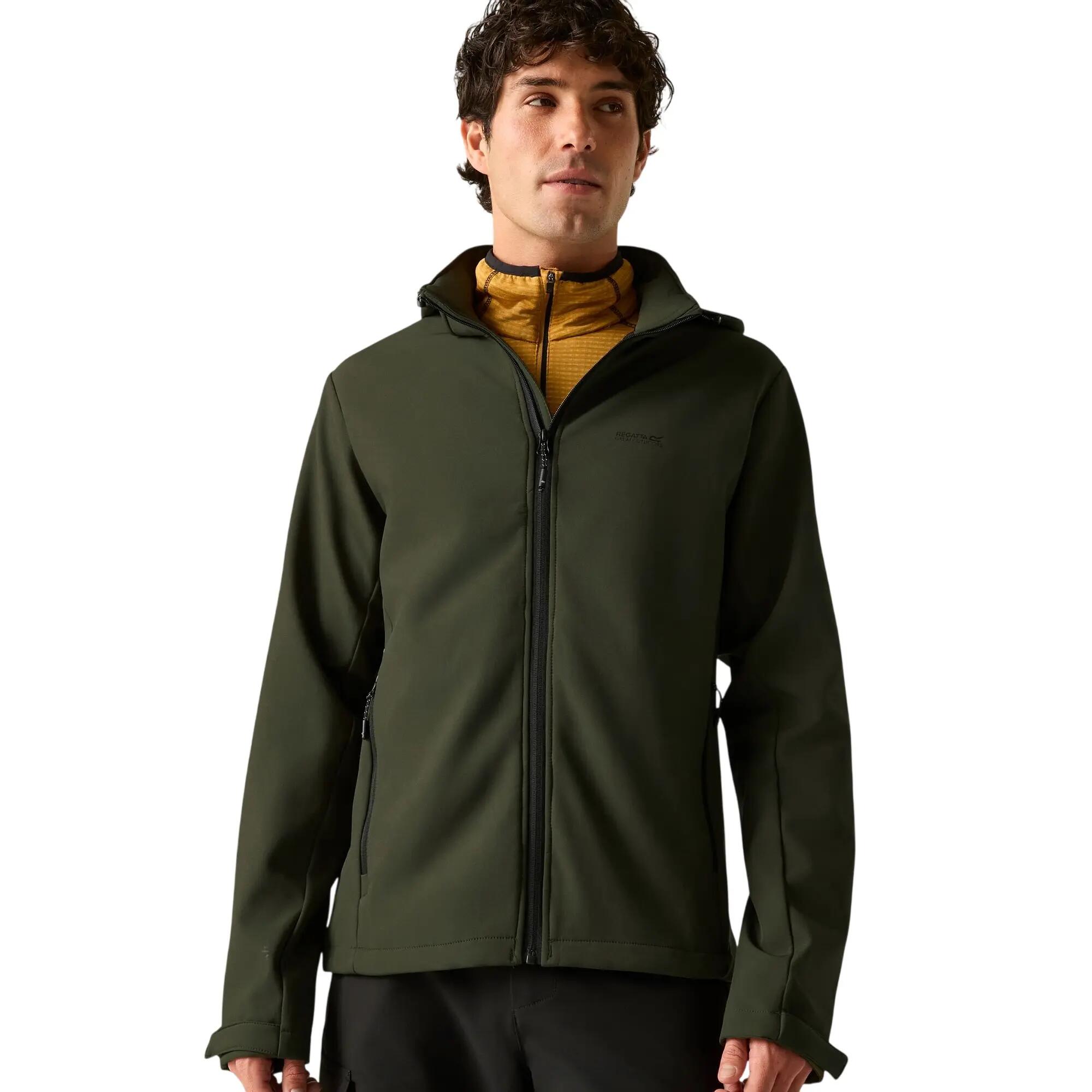 Casaco Soft Shell resistente ao vento da Denvo para homem (Cáqui Escuro) 7/7