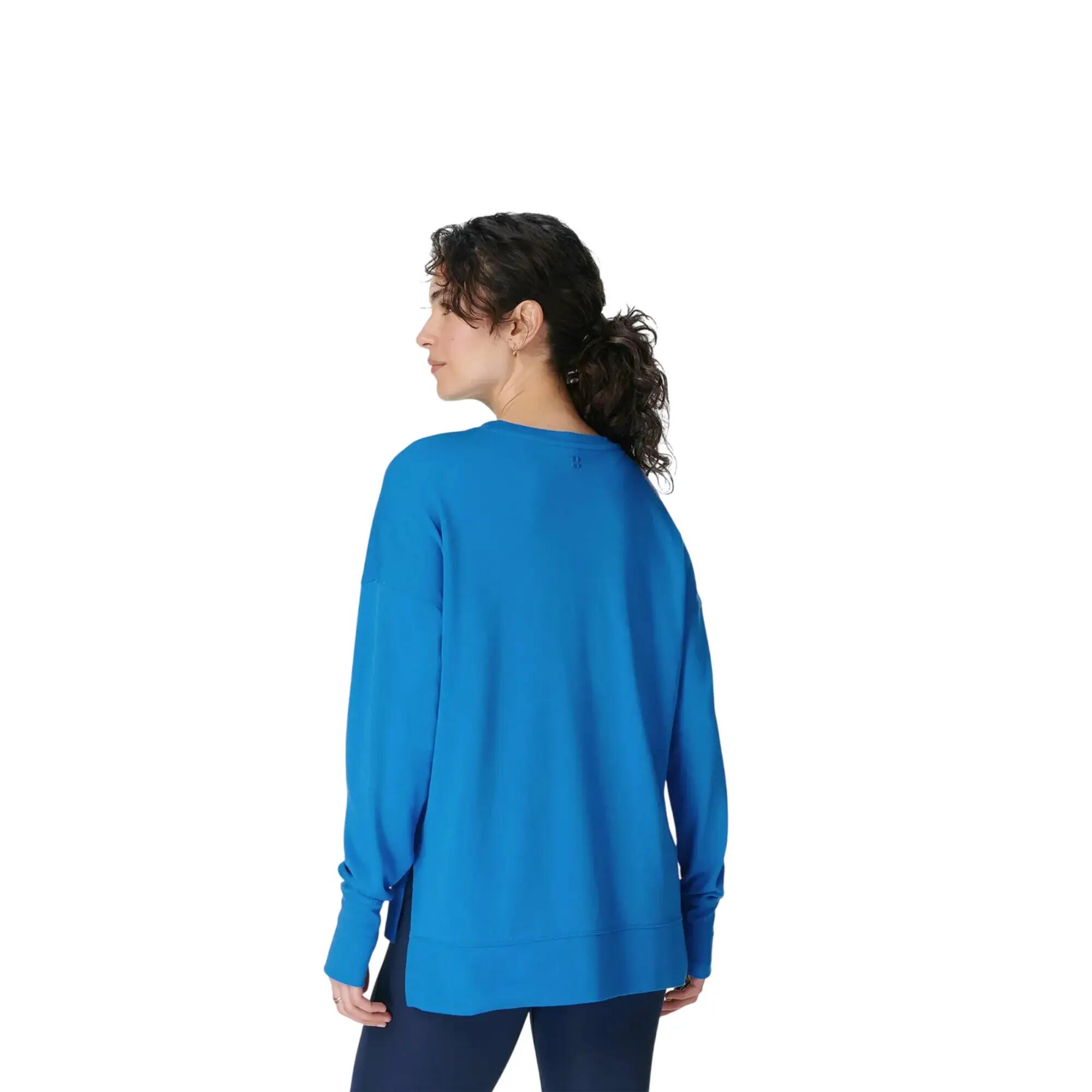 Womens/Ladies After Class Longline Sweatshirt (Tidal Blue) 3/4