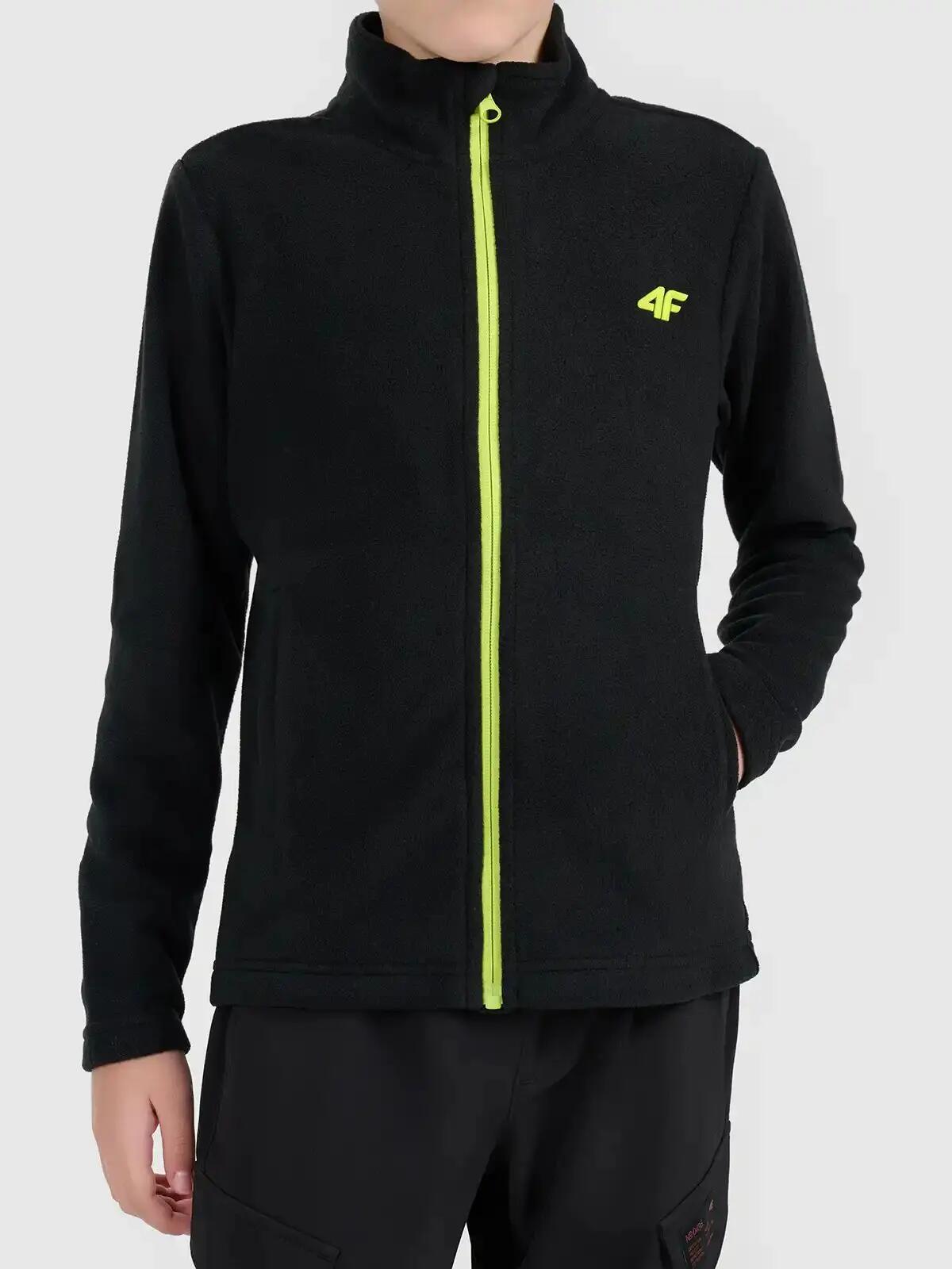 Bluza polarowa chłopięca sportowa czarna 4F 122 3/4