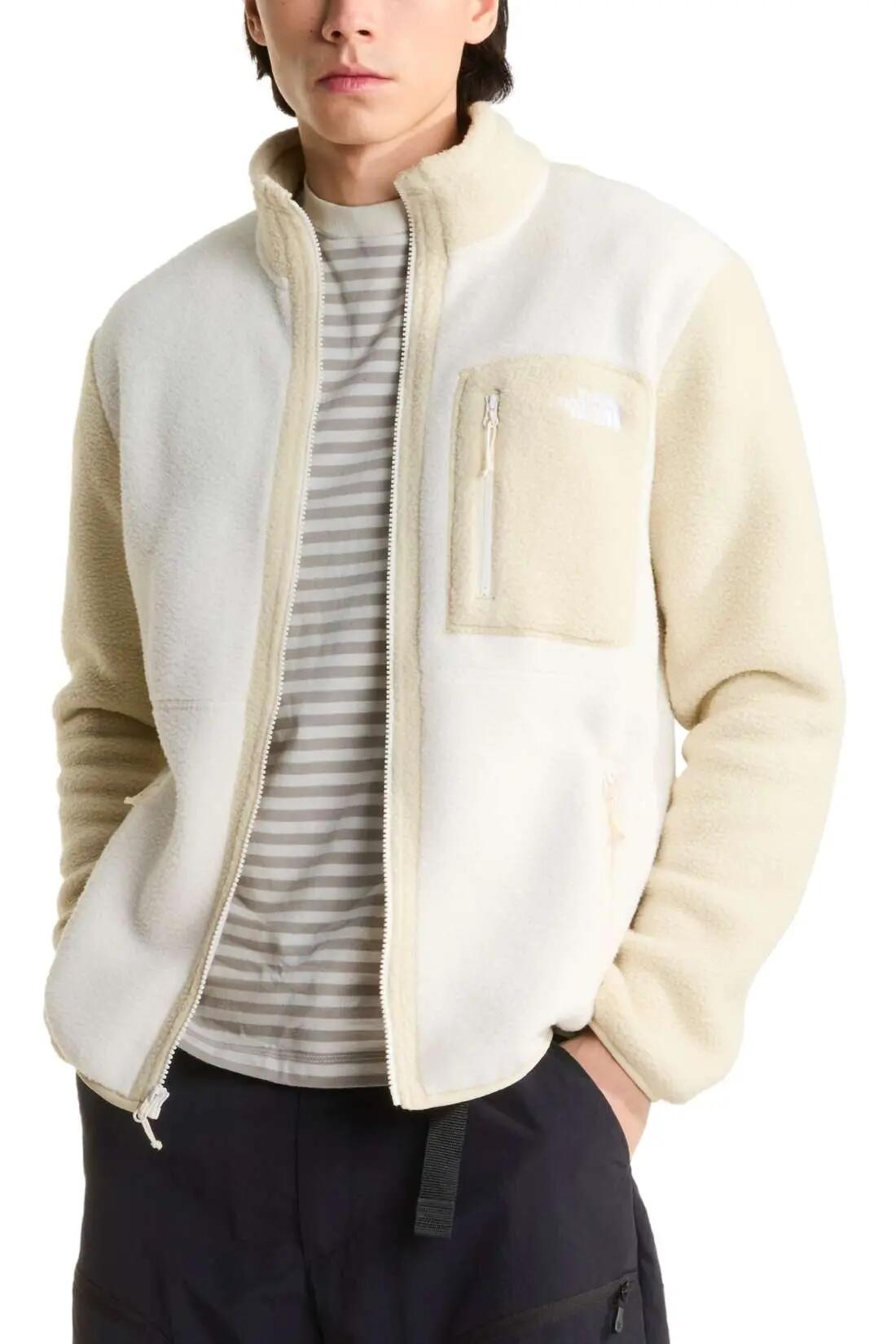 Fleece desportivo homem, blocos de cor, fecho e bolsos - Yumiori - Marfim 4/5